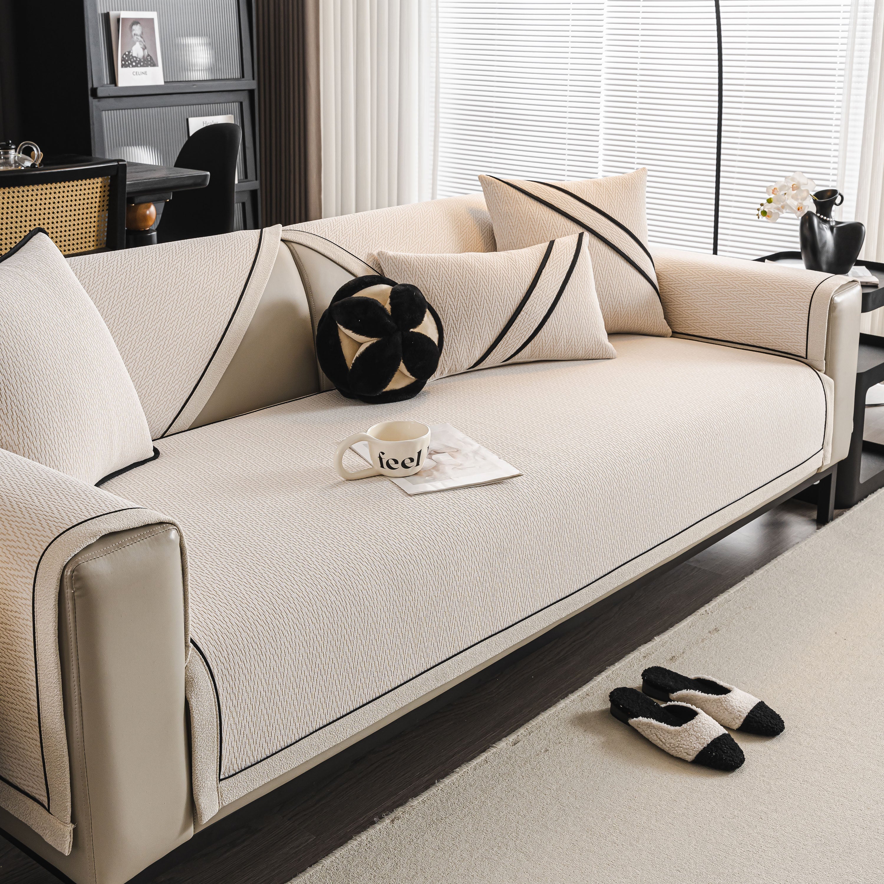 Herringbone Couch Protector For Pets, Non-slip Washable Sectional Couch Covers