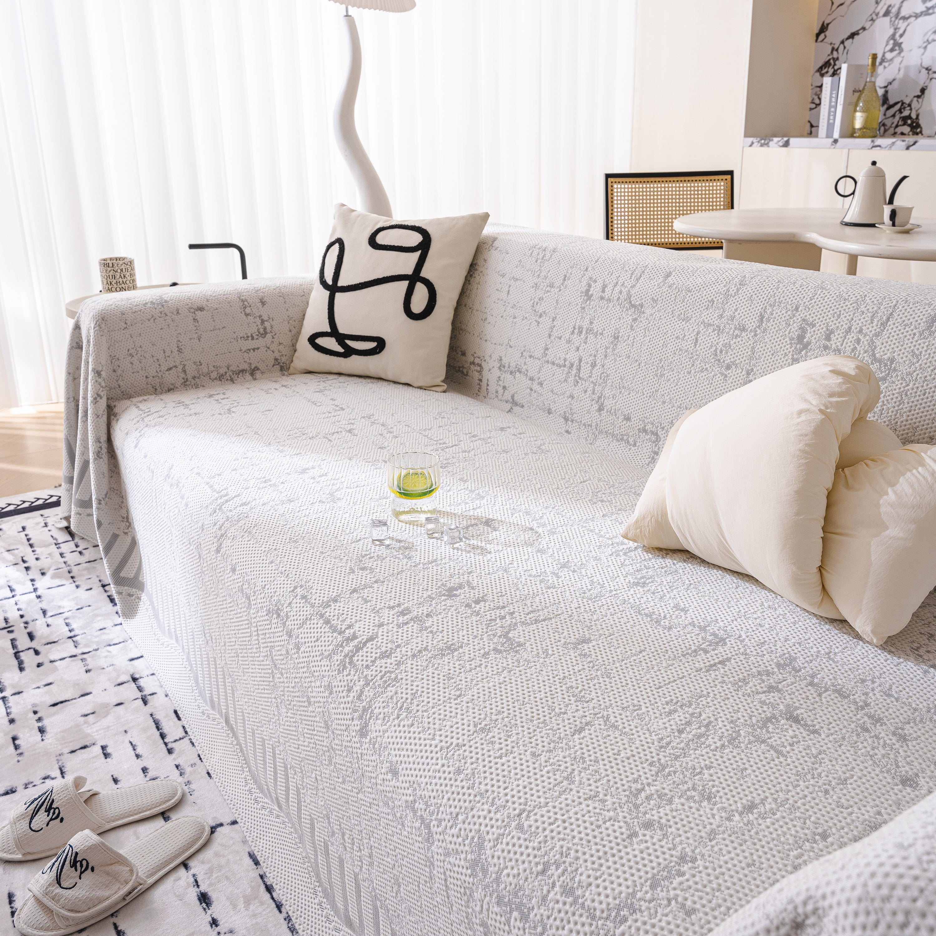 Modern Light Luxury Silky Smooth Couch Throw Protector, Washable Furniture Protector