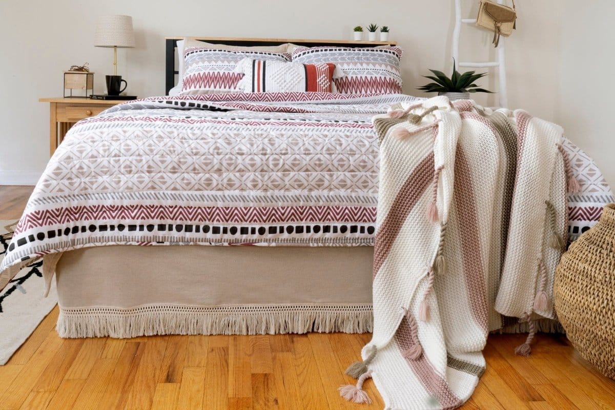 Boho Fringe 15-inch Tailored Drop Easy Fit Bed Skirt