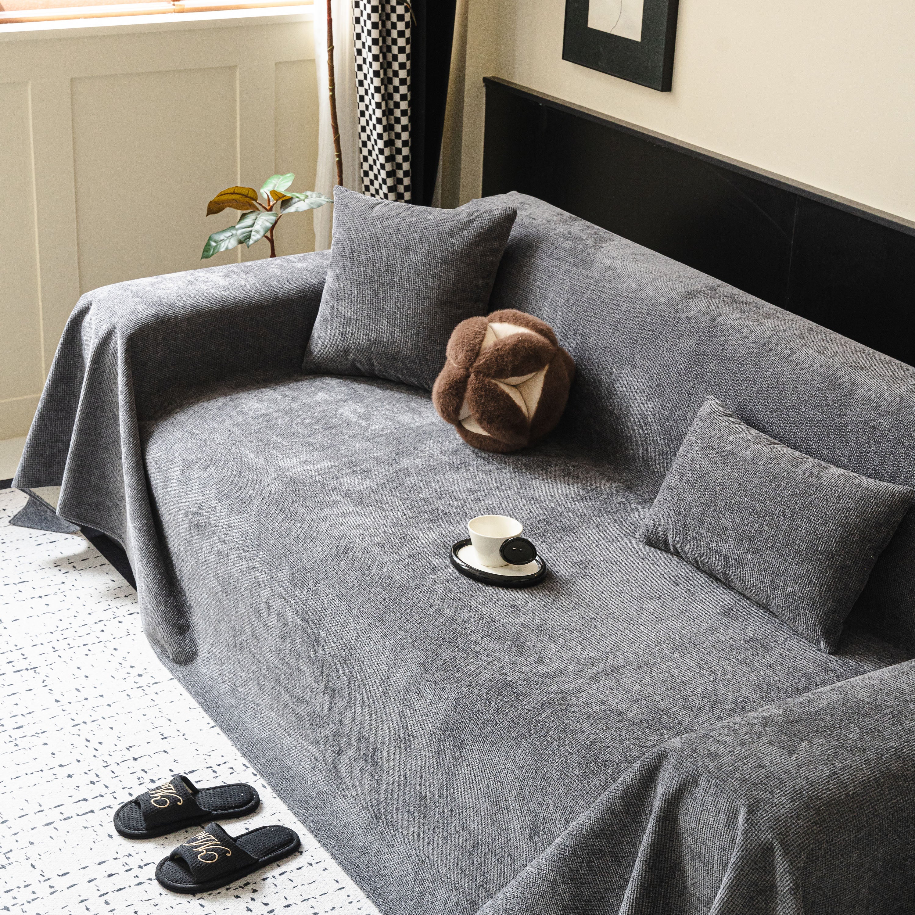 Waterproof Couch Throw Cover For Dogs, Non Slip Slipcover For Leather Fabric Sofa