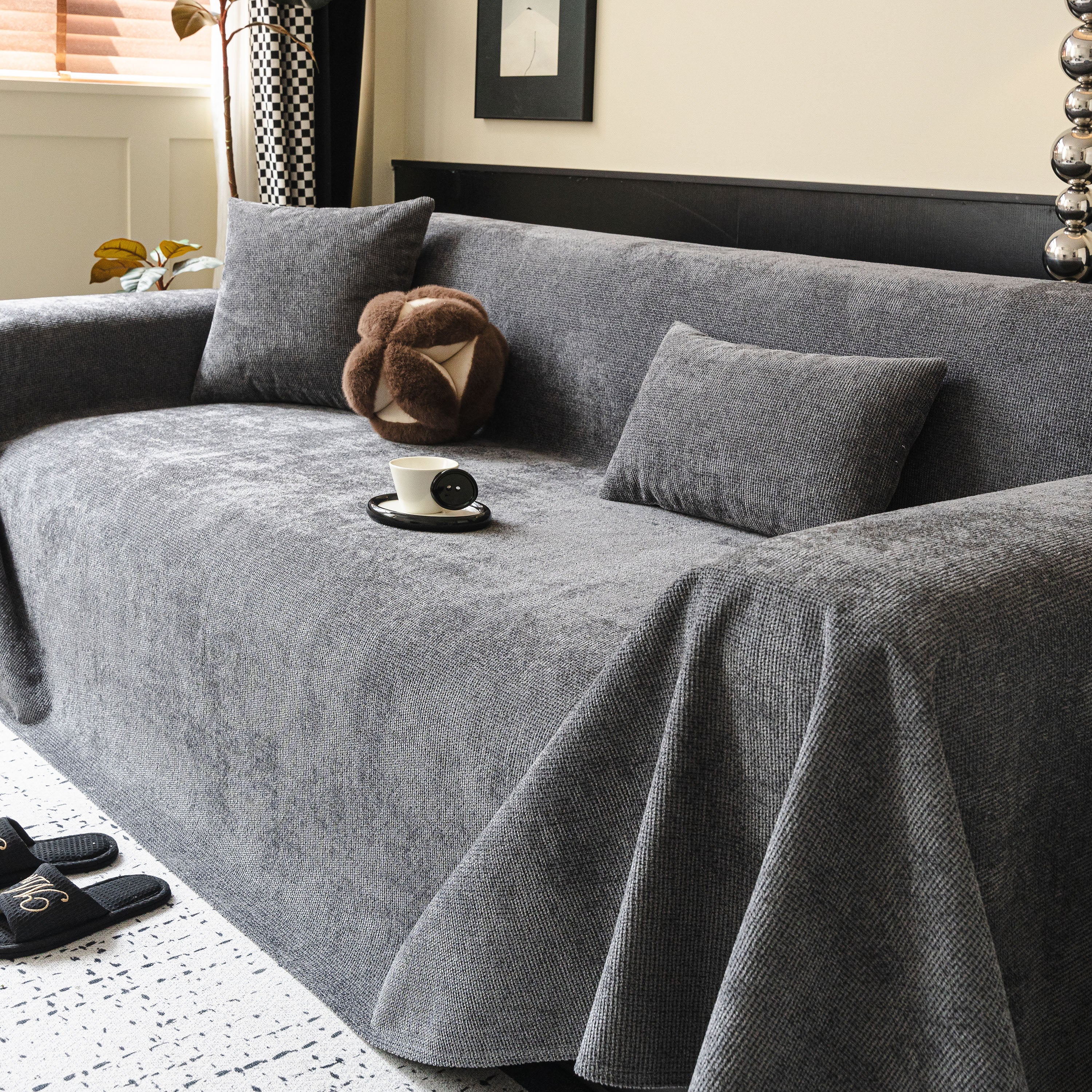 Waterproof Couch Throw Cover For Dogs, Non Slip Slipcover For Leather Fabric Sofa