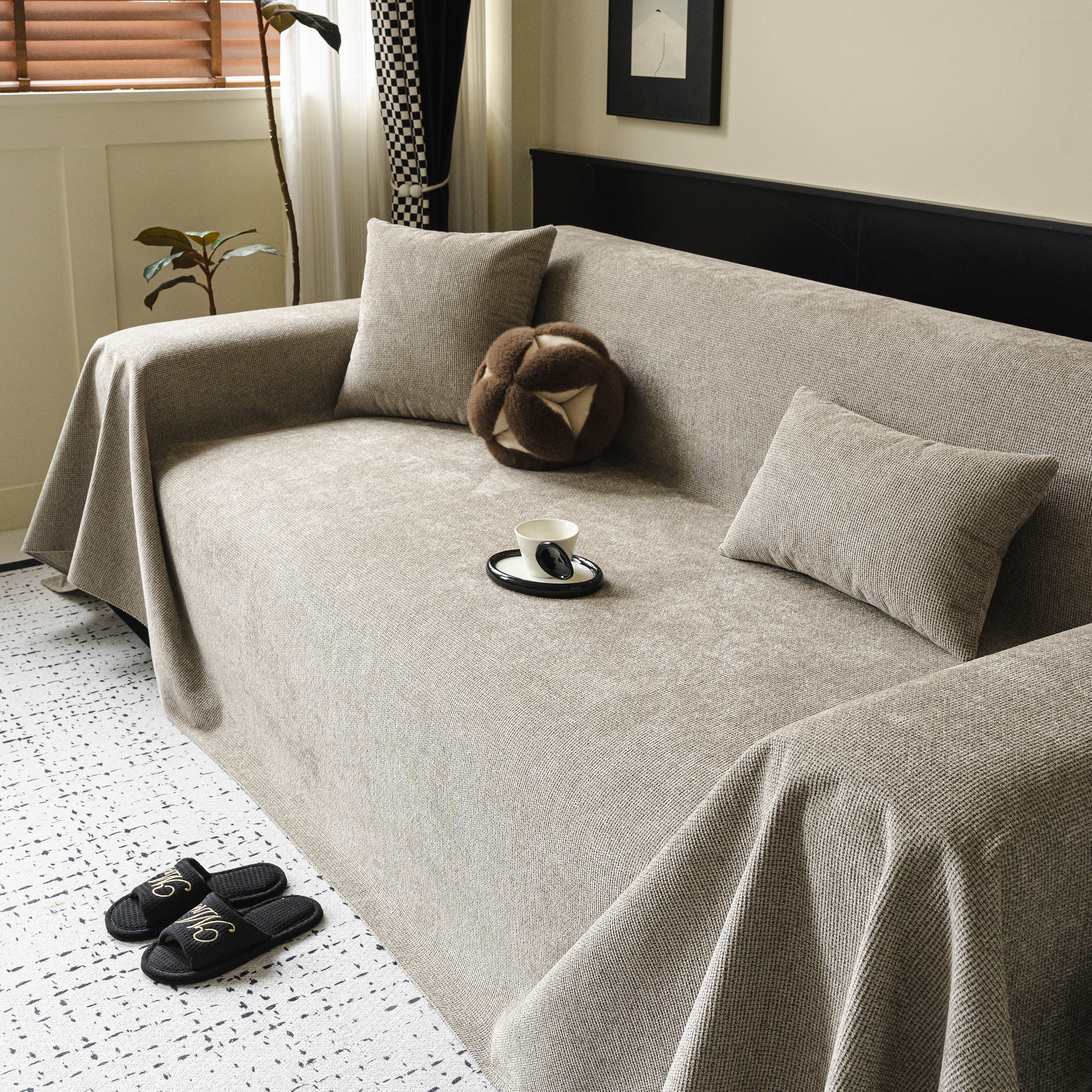 Waterproof Couch Throw Cover For Dogs, Non Slip Slipcover For Leather Fabric Sofa