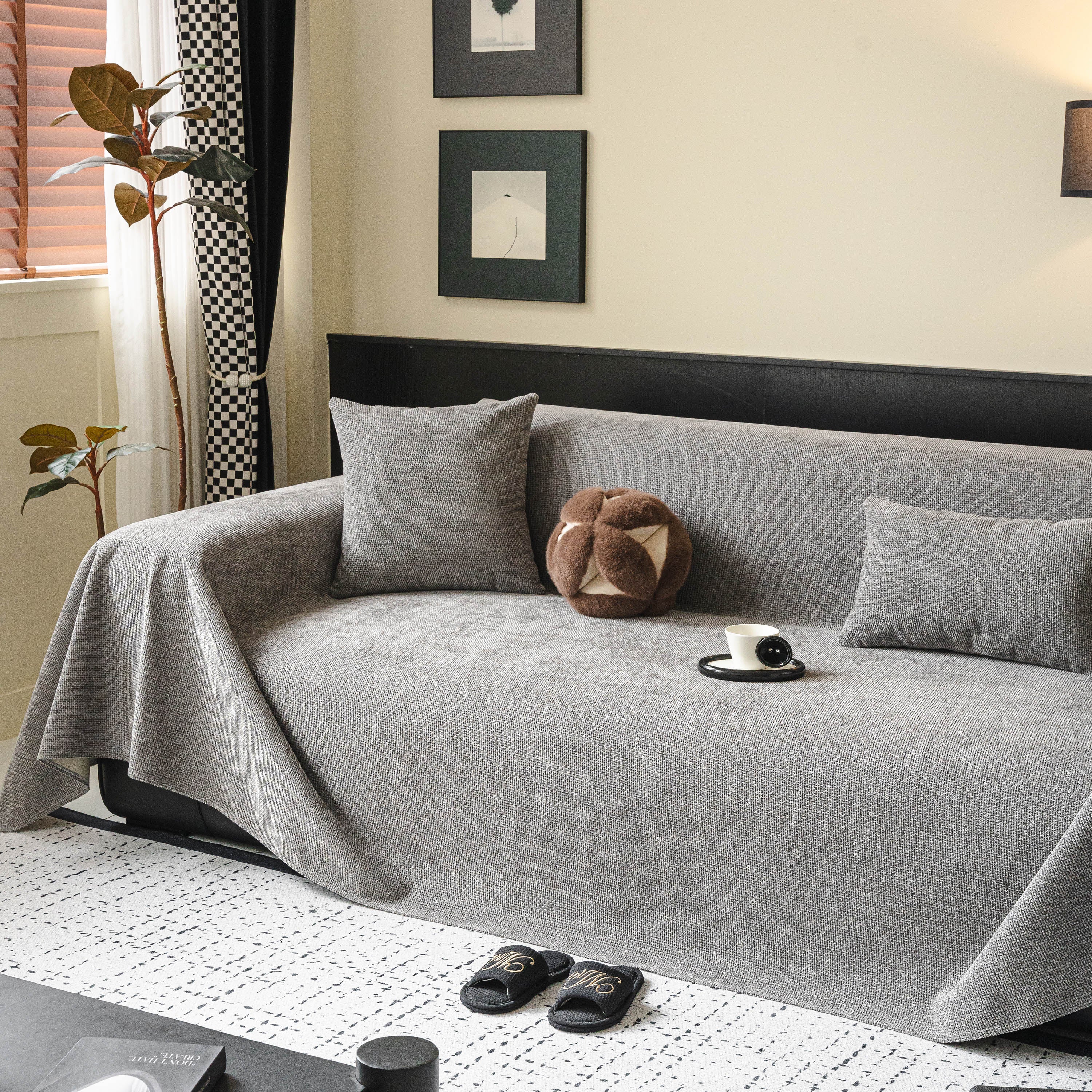Waterproof Couch Throw Cover For Dogs, Non Slip Slipcover For Leather Fabric Sofa