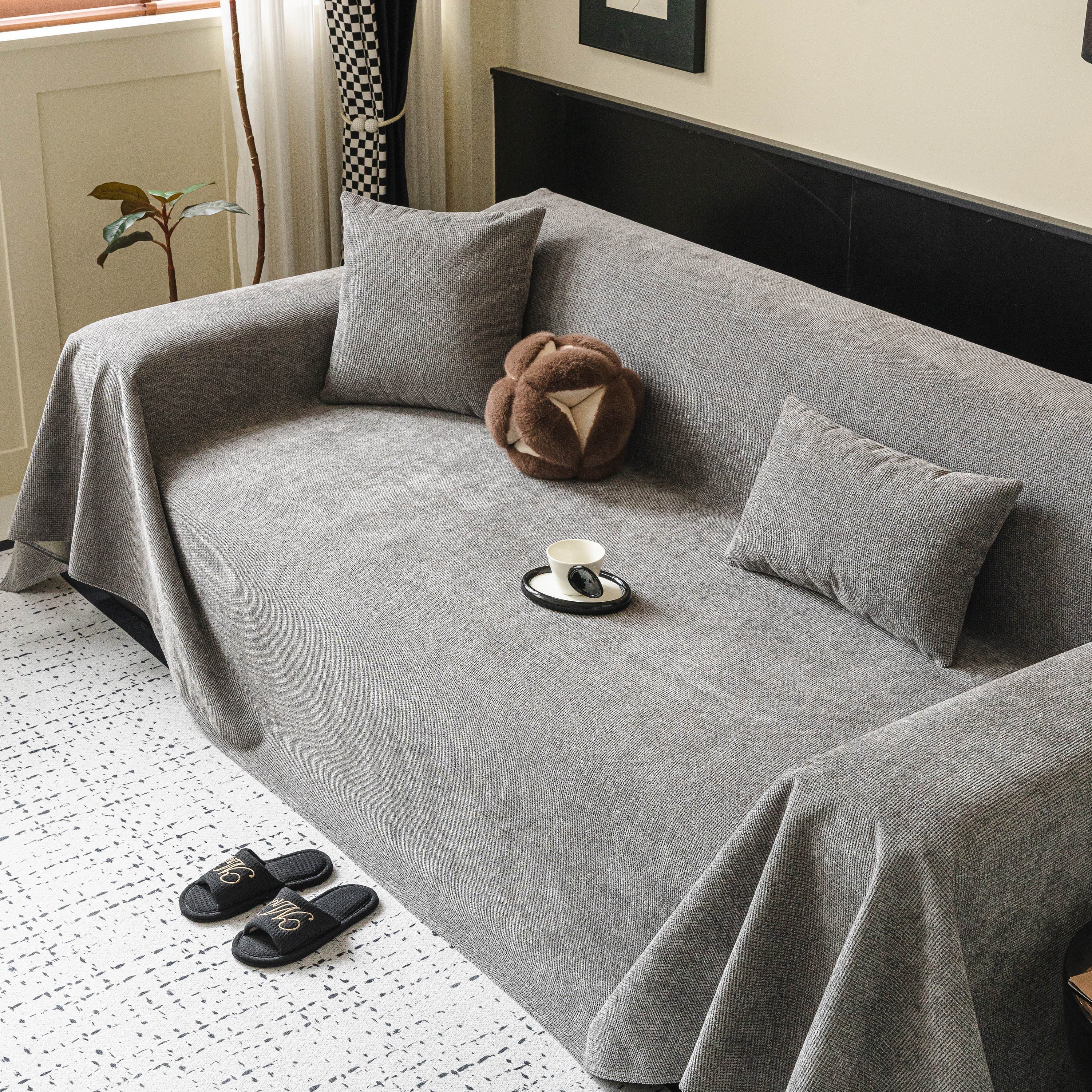 Waterproof Couch Throw Cover For Dogs, Non Slip Slipcover For Leather Fabric Sofa