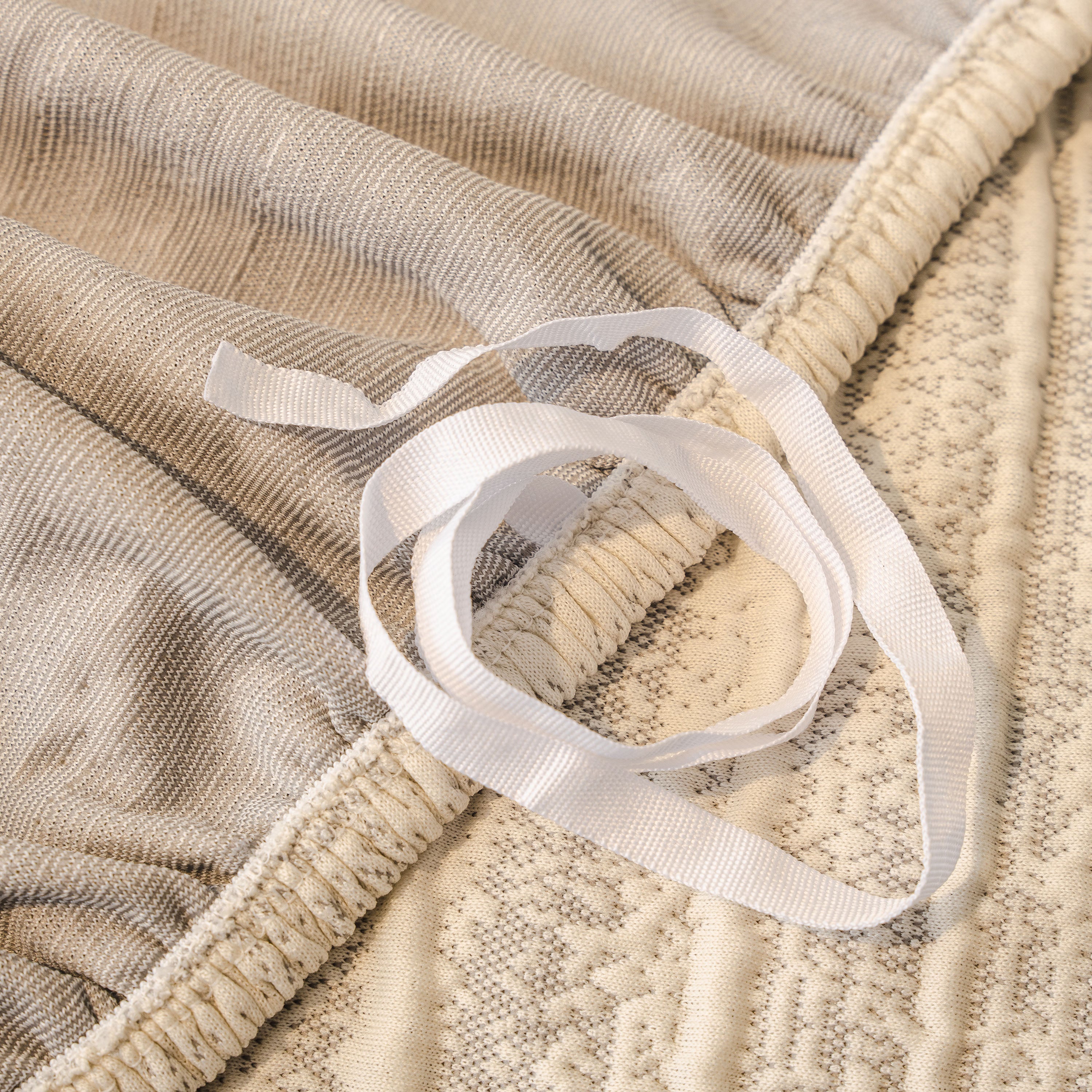 Ribbed Washable Sofa Cover, High Stretch Striped Couch Slipcover With Tie Straps