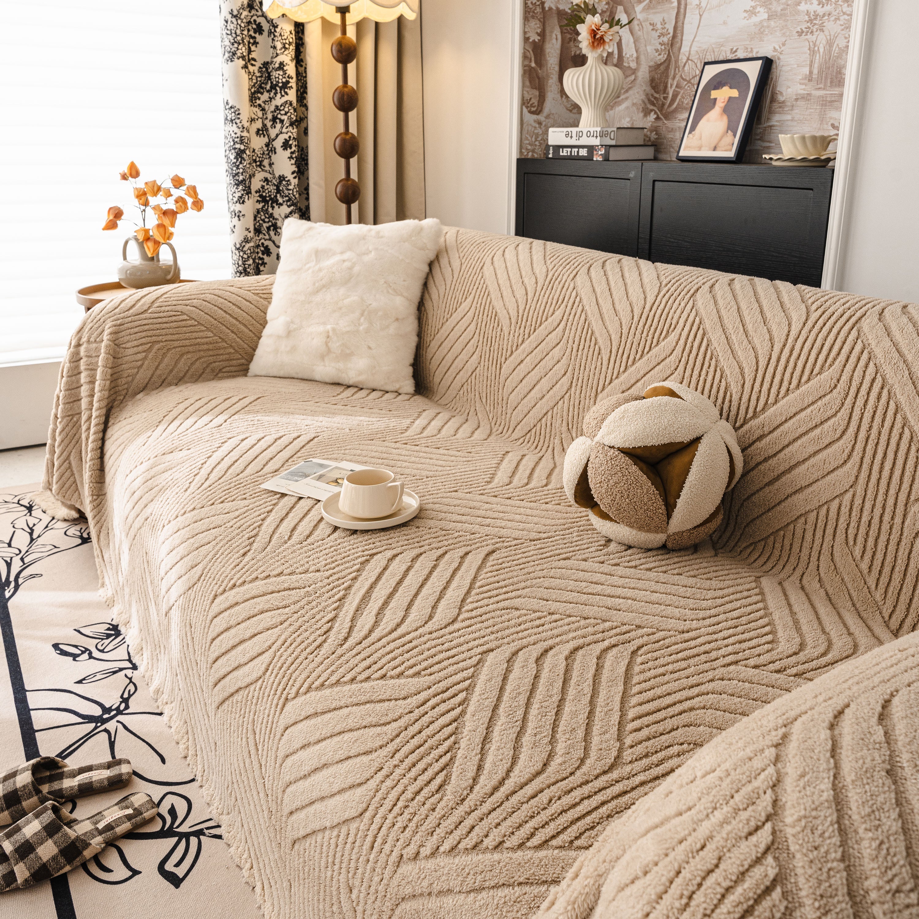 Plush Fleece Washable Sofa Throw Blanket, Soft & Cozy Furniture Protector For Couch