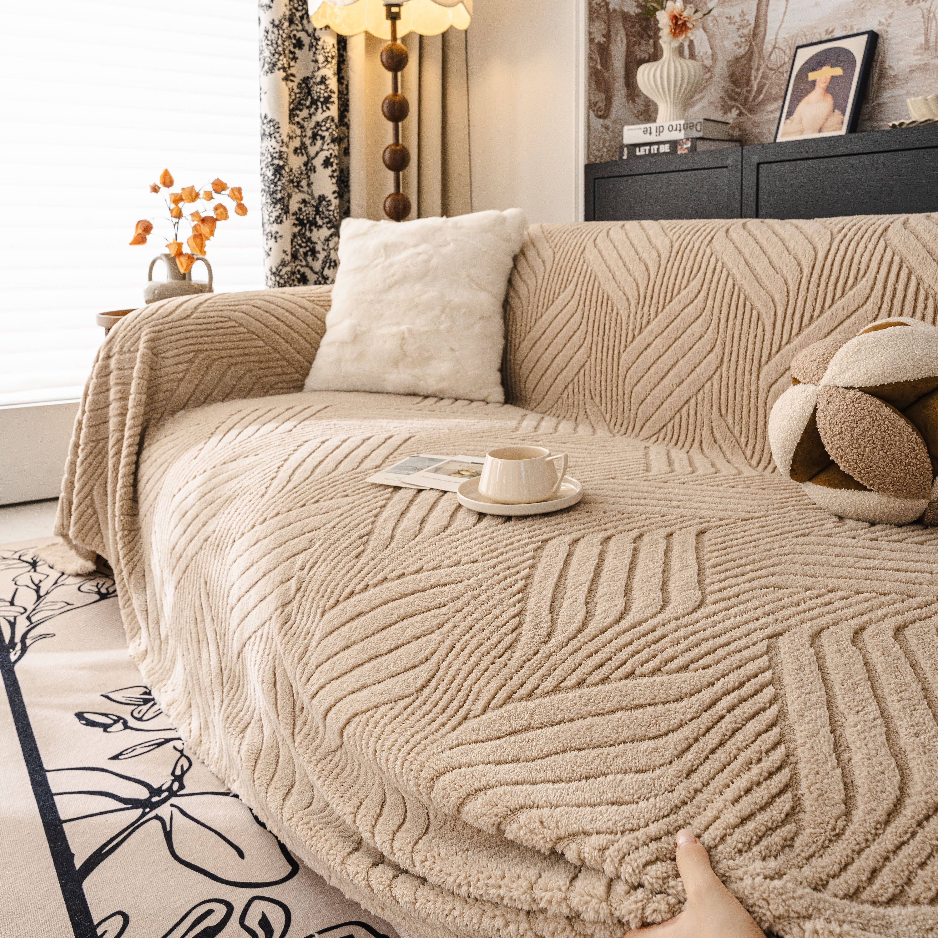Plush Fleece Washable Sofa Throw Blanket, Soft & Cozy Furniture Protector For Couch