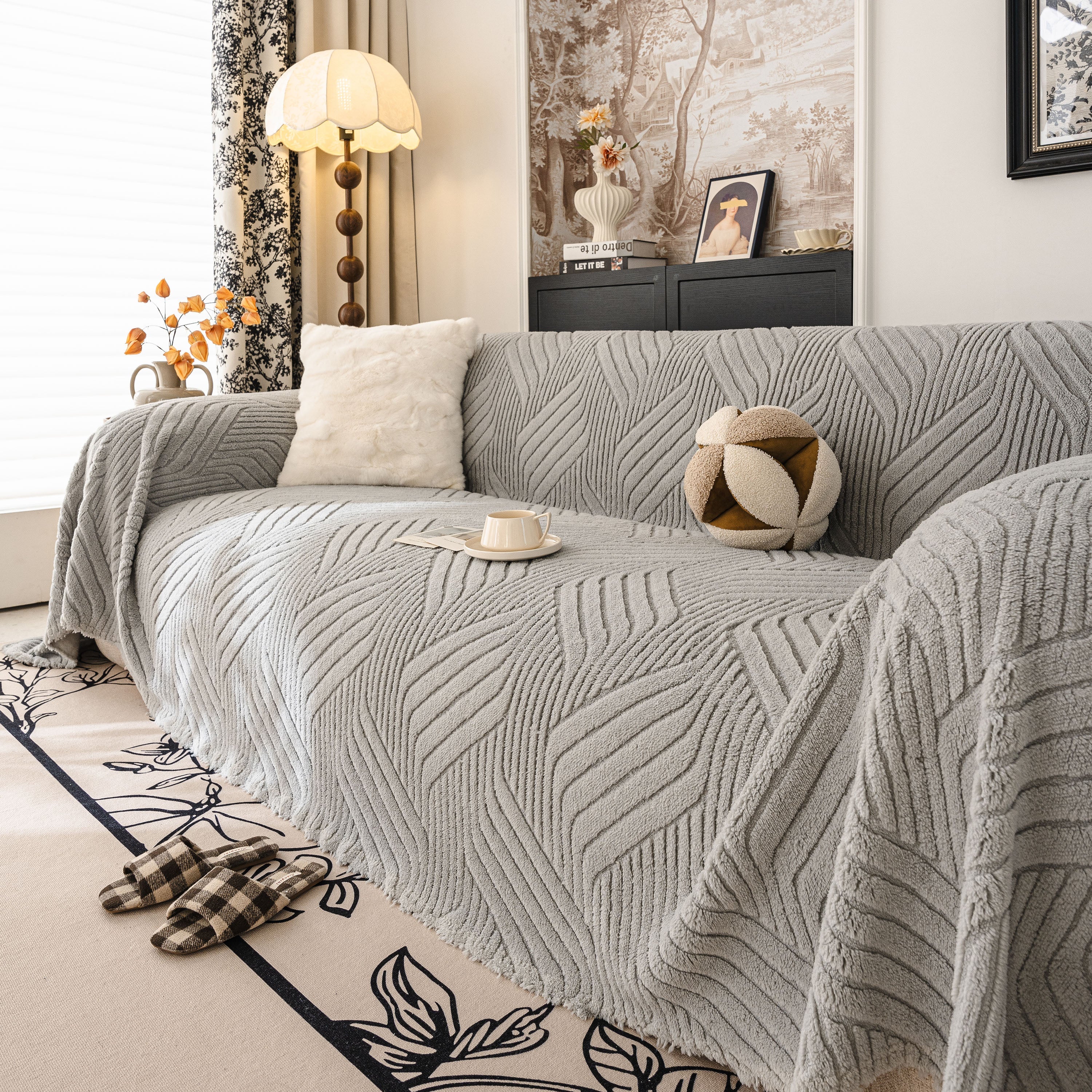 Plush Fleece Washable Sofa Throw Blanket, Soft & Cozy Furniture Protector For Couch