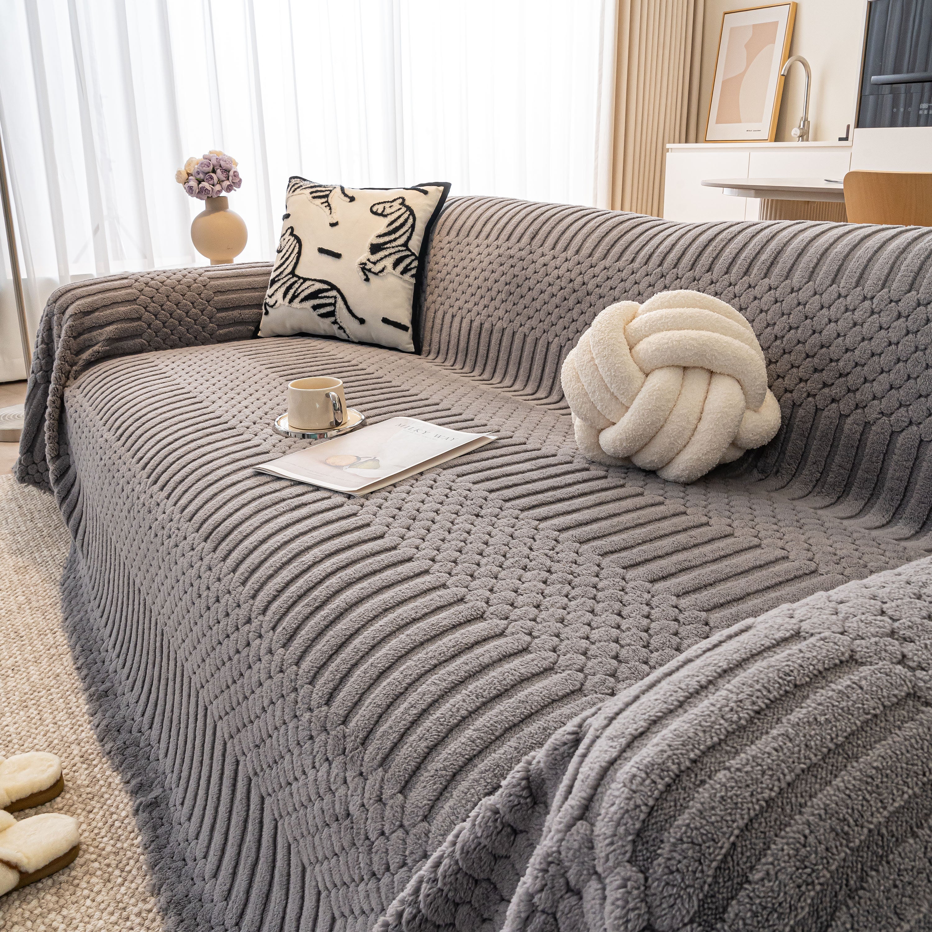 Boho 3d Geometric Throw Blanket For Couch, Luxurious Velvety Plush Fleece Sofa Cover