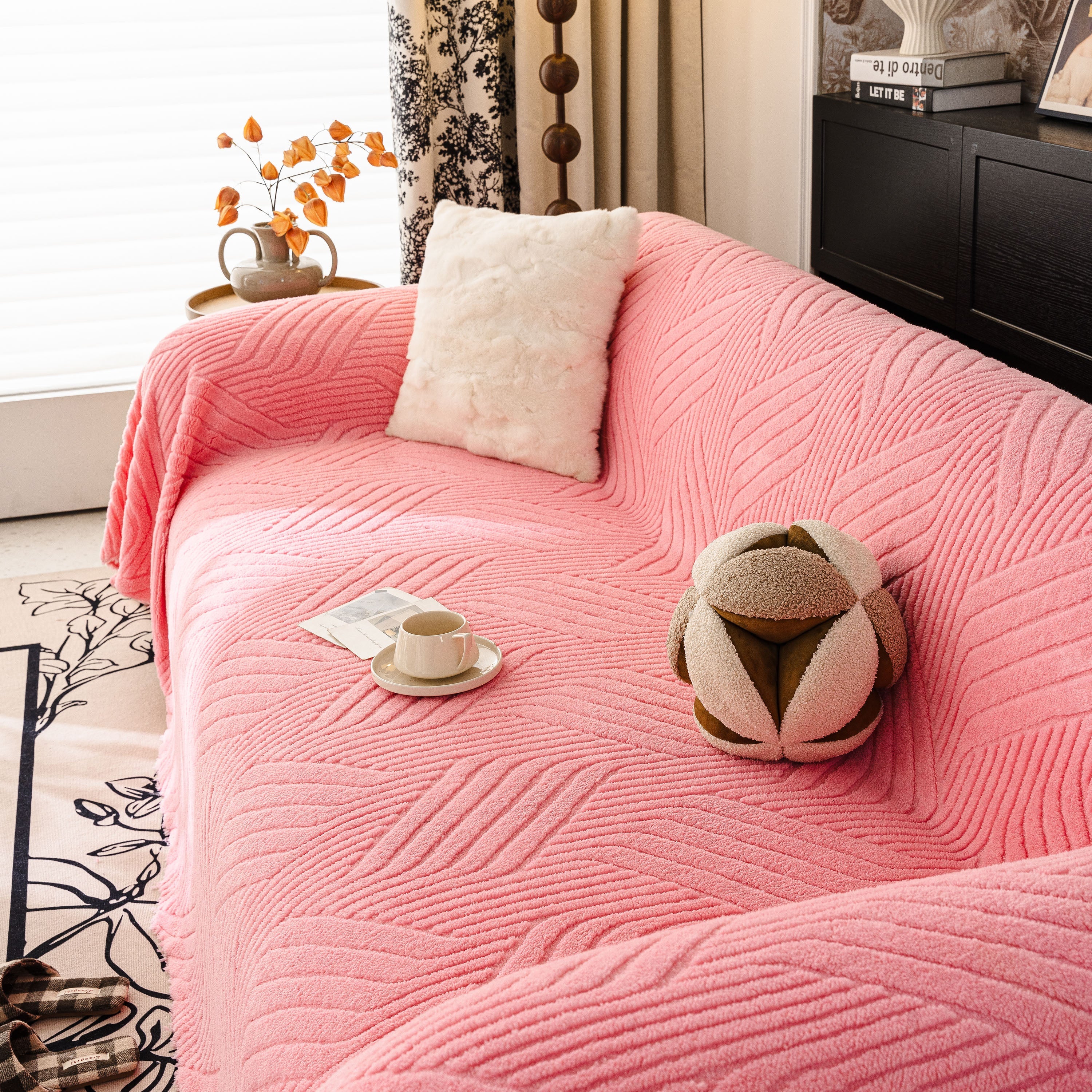 Plush Fleece Washable Sofa Throw Blanket, Soft & Cozy Furniture Protector For Couch
