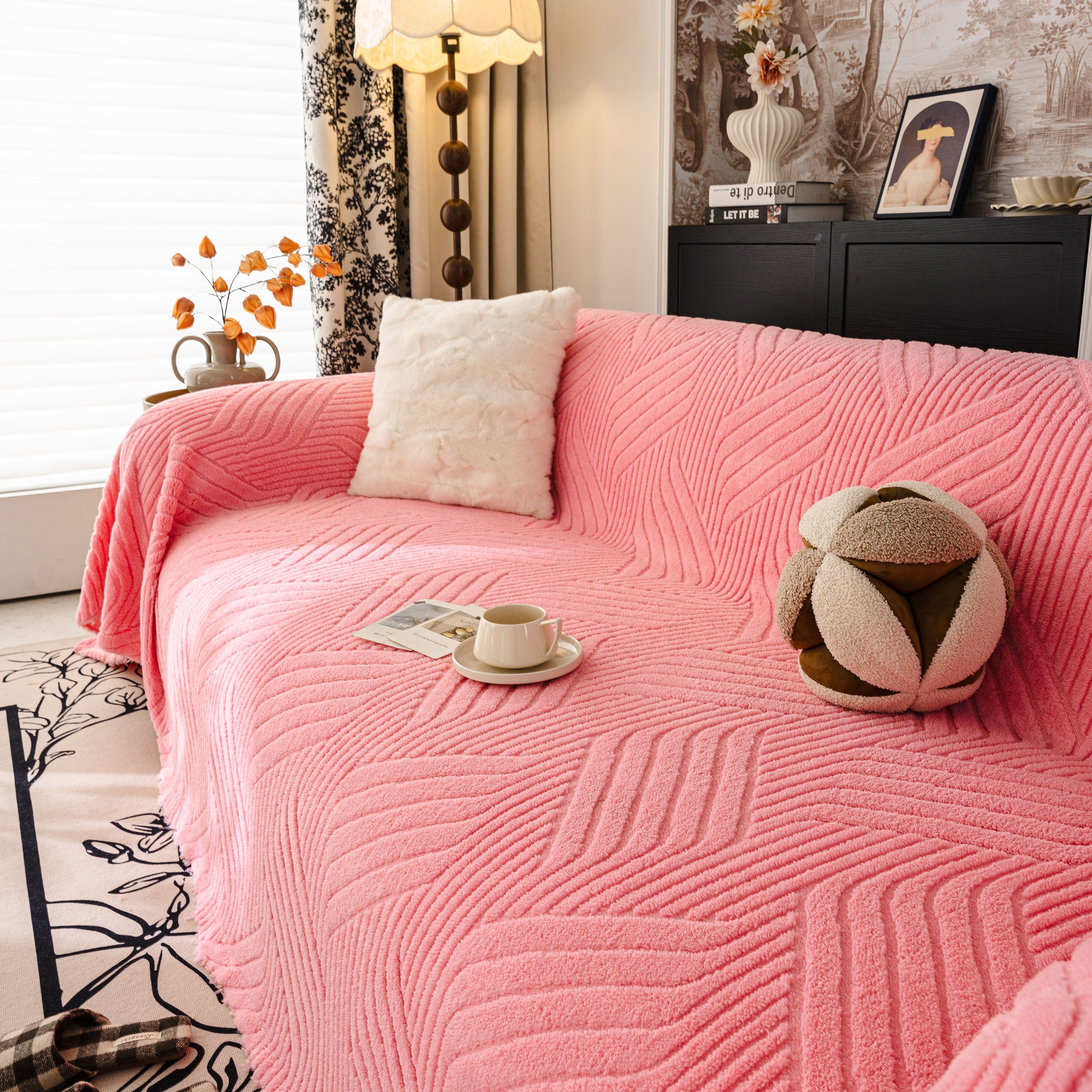 Plush Fleece Washable Sofa Throw Blanket, Soft & Cozy Furniture Protector For Couch