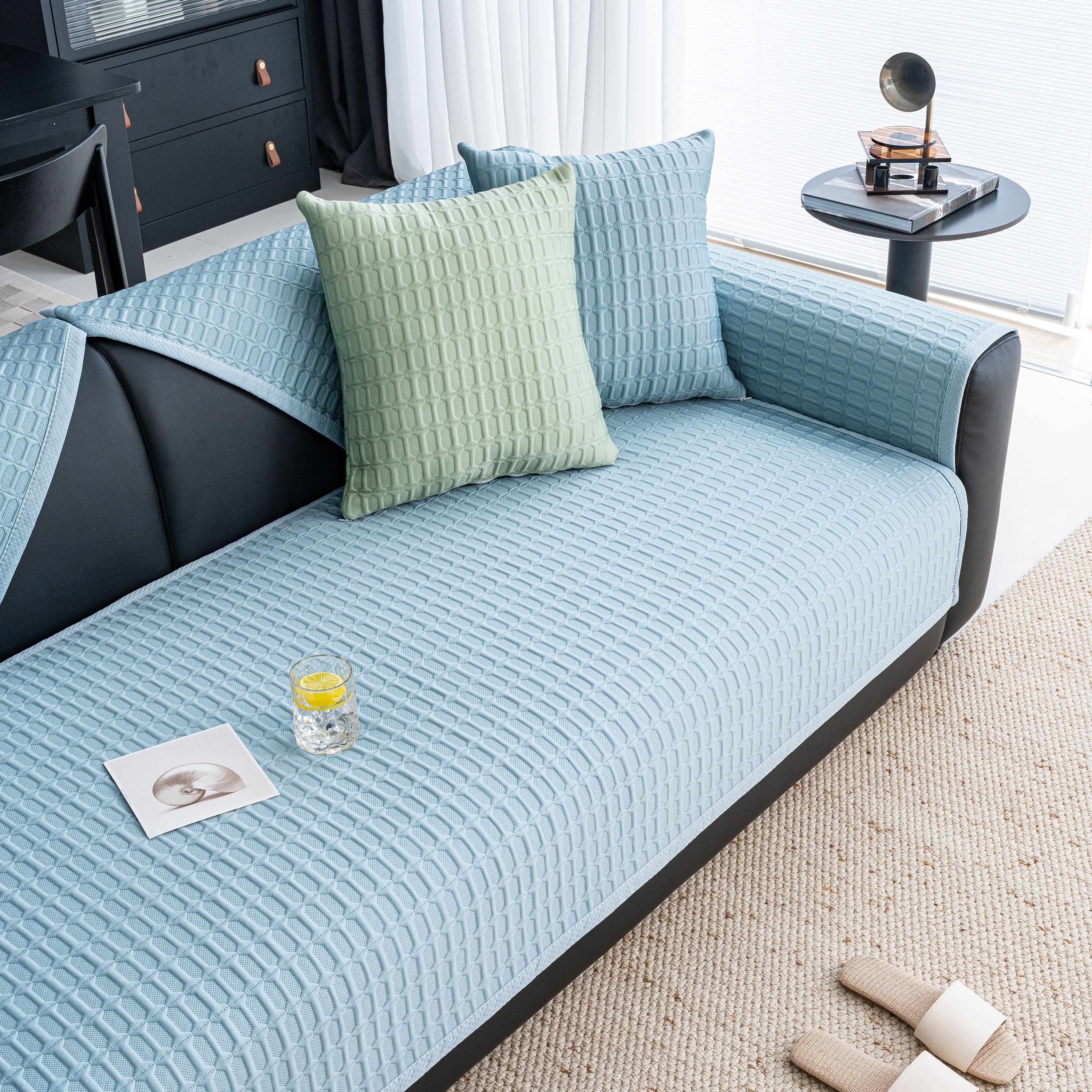 Geometric Textured Couch Slipcover Protector Non-slip Ice Silk Sofa Cover For Couch