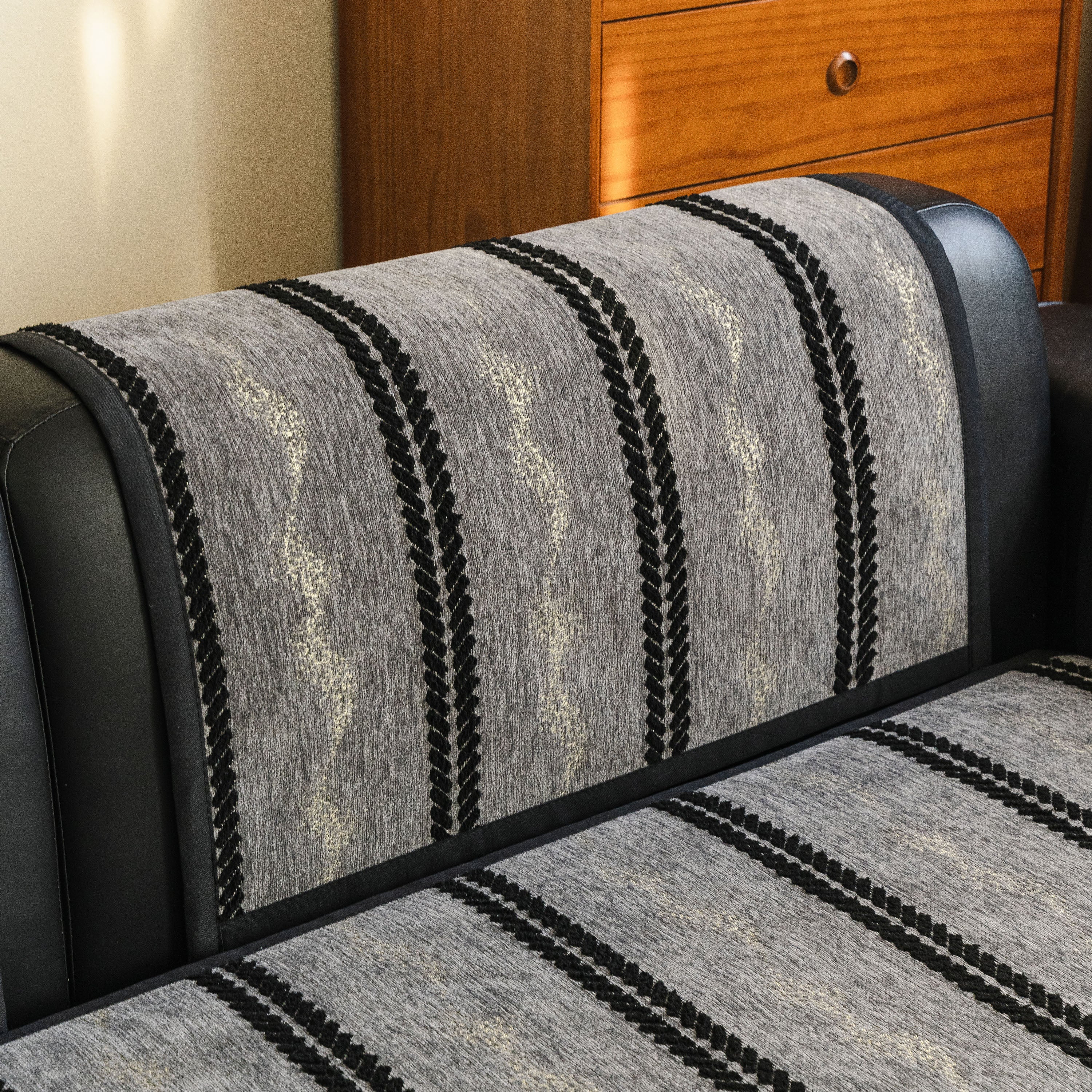 Non-slip Sofa Cover With Thick Chenille Texture Woven Stripe Couch Protector Throw