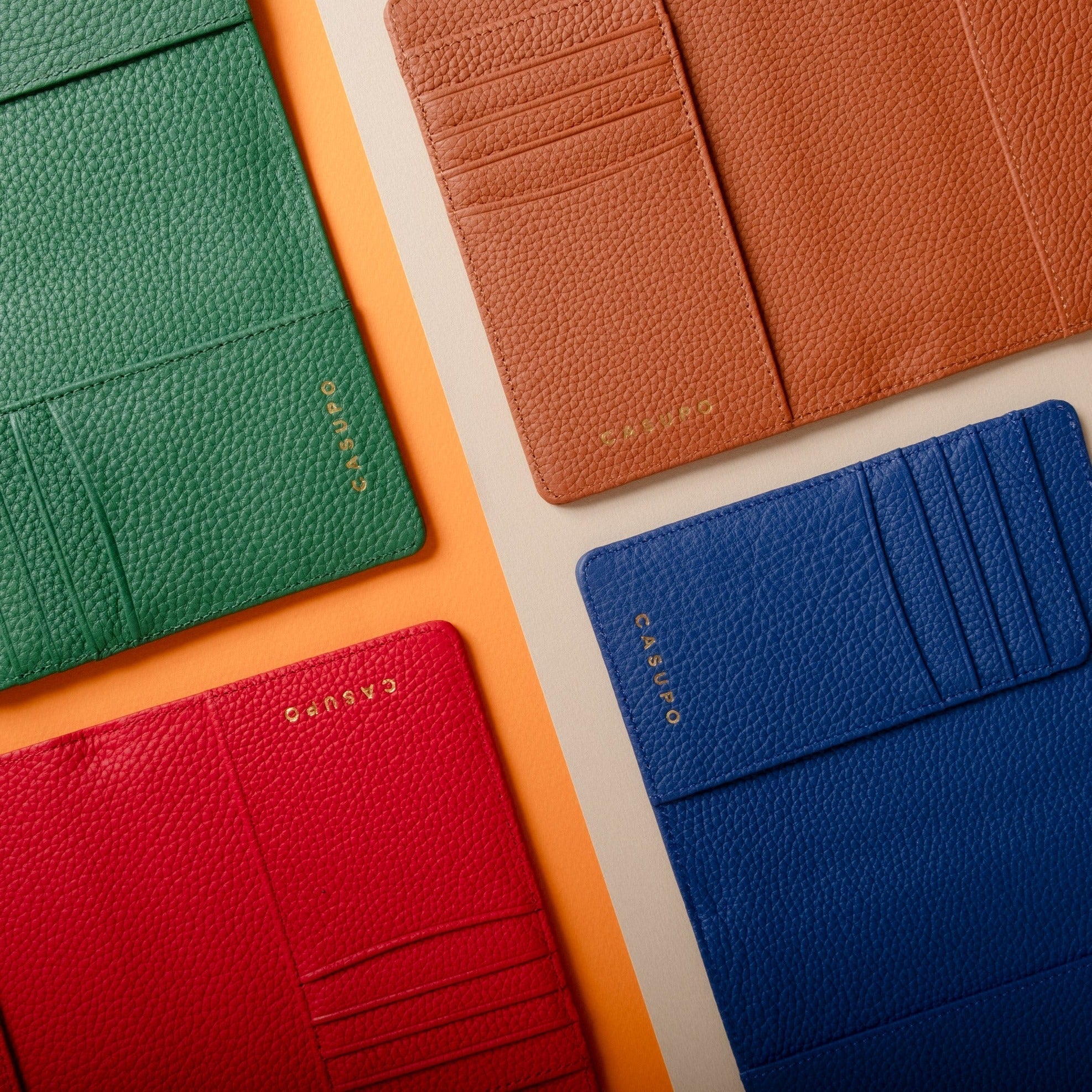 Leather Green Passport Wallet With RFID