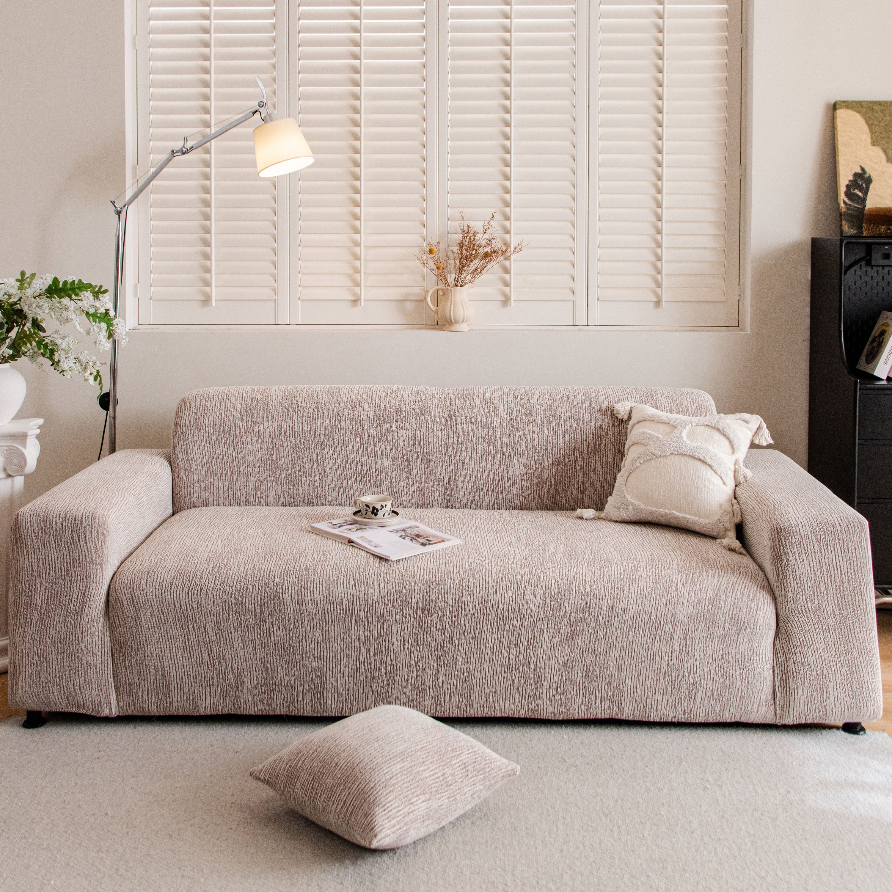 Spandex Jacquard Sofa Cover, High Stretch Crinkle Textured Couch Slipcover Kas Washable