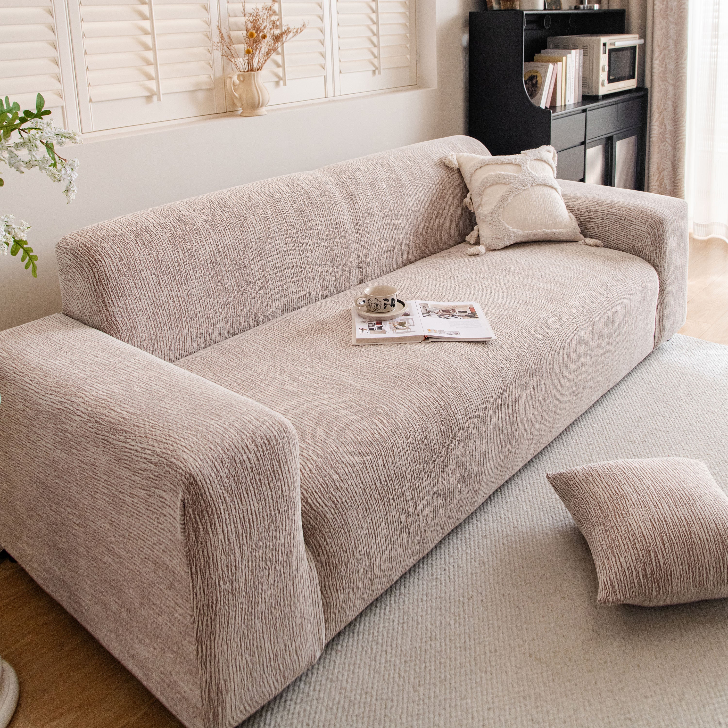 Spandex Jacquard Sofa Cover, High Stretch Crinkle Textured Couch Slipcover Kas Washable