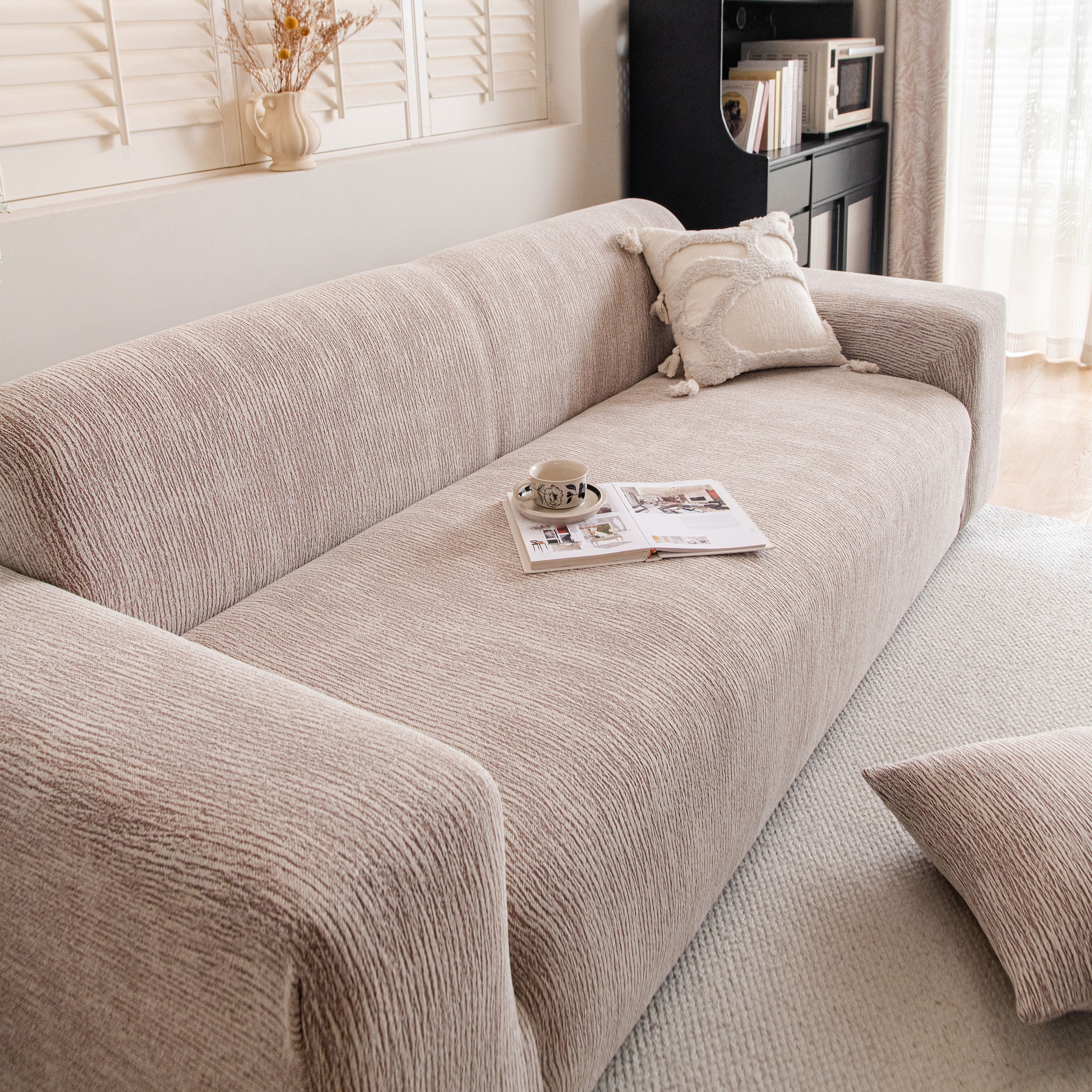 Spandex Jacquard Sofa Cover, High Stretch Crinkle Textured Couch Slipcover Kas Washable