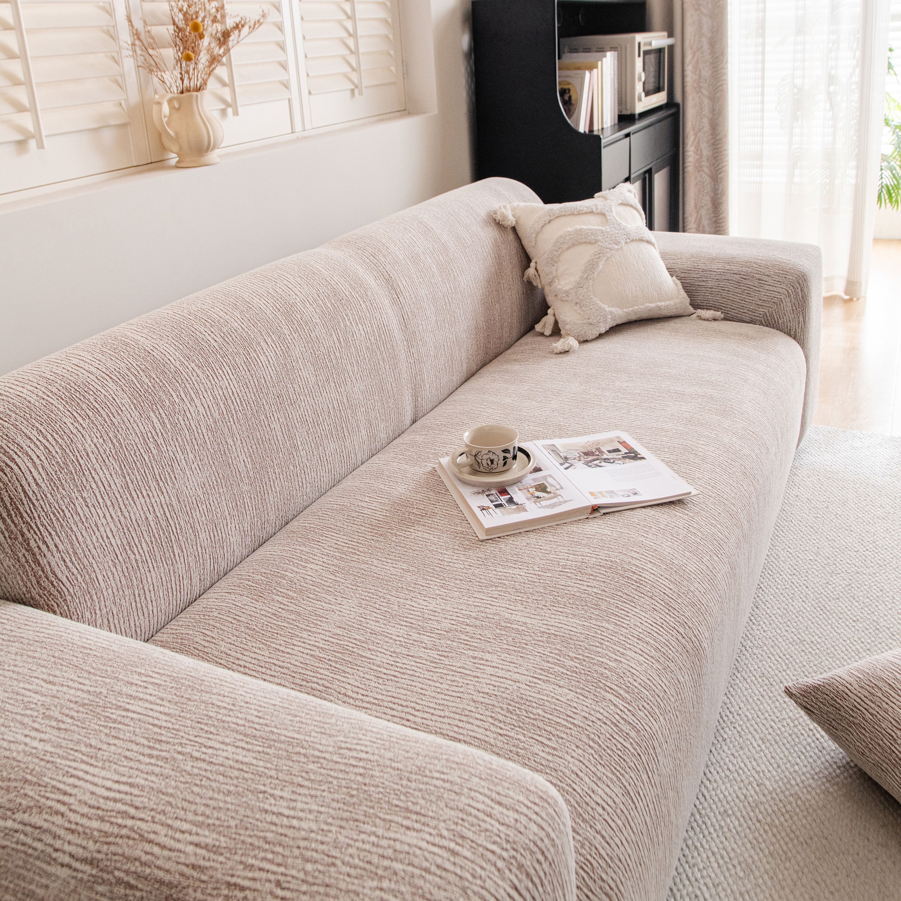 Spandex Jacquard Sofa Cover, High Stretch Crinkle Textured Couch Slipcover Kas Washable