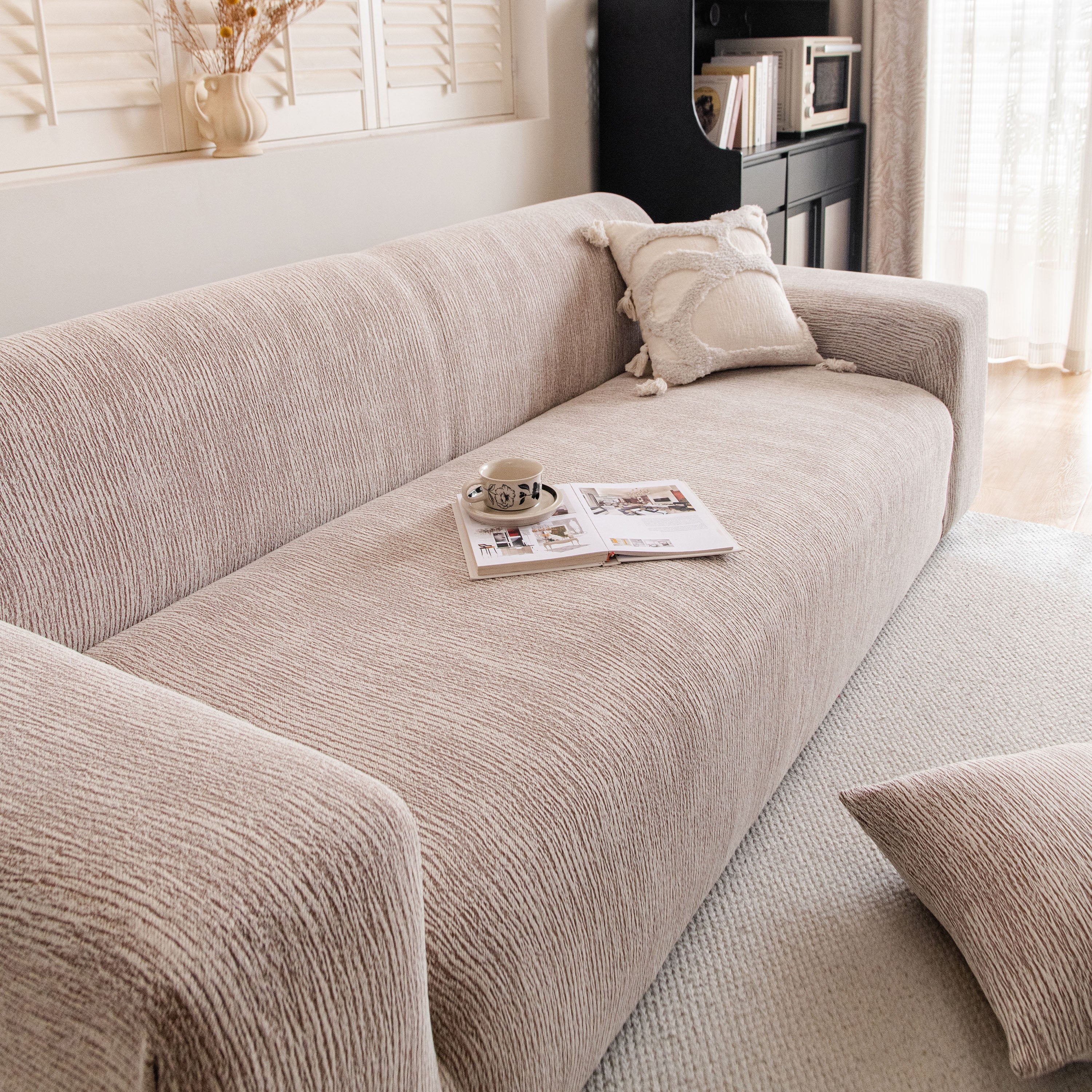 Spandex Jacquard Sofa Cover, High Stretch Crinkle Textured Couch Slipcover Kas Washable