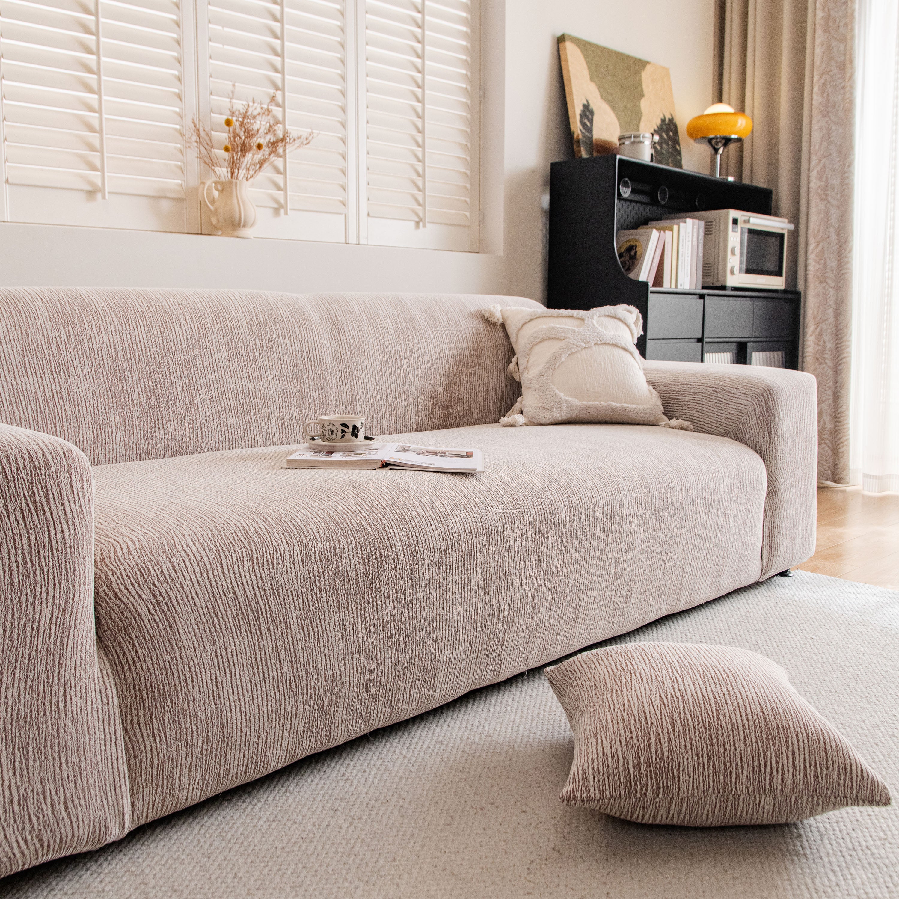 Spandex Jacquard Sofa Cover, High Stretch Crinkle Textured Couch Slipcover Kas Washable