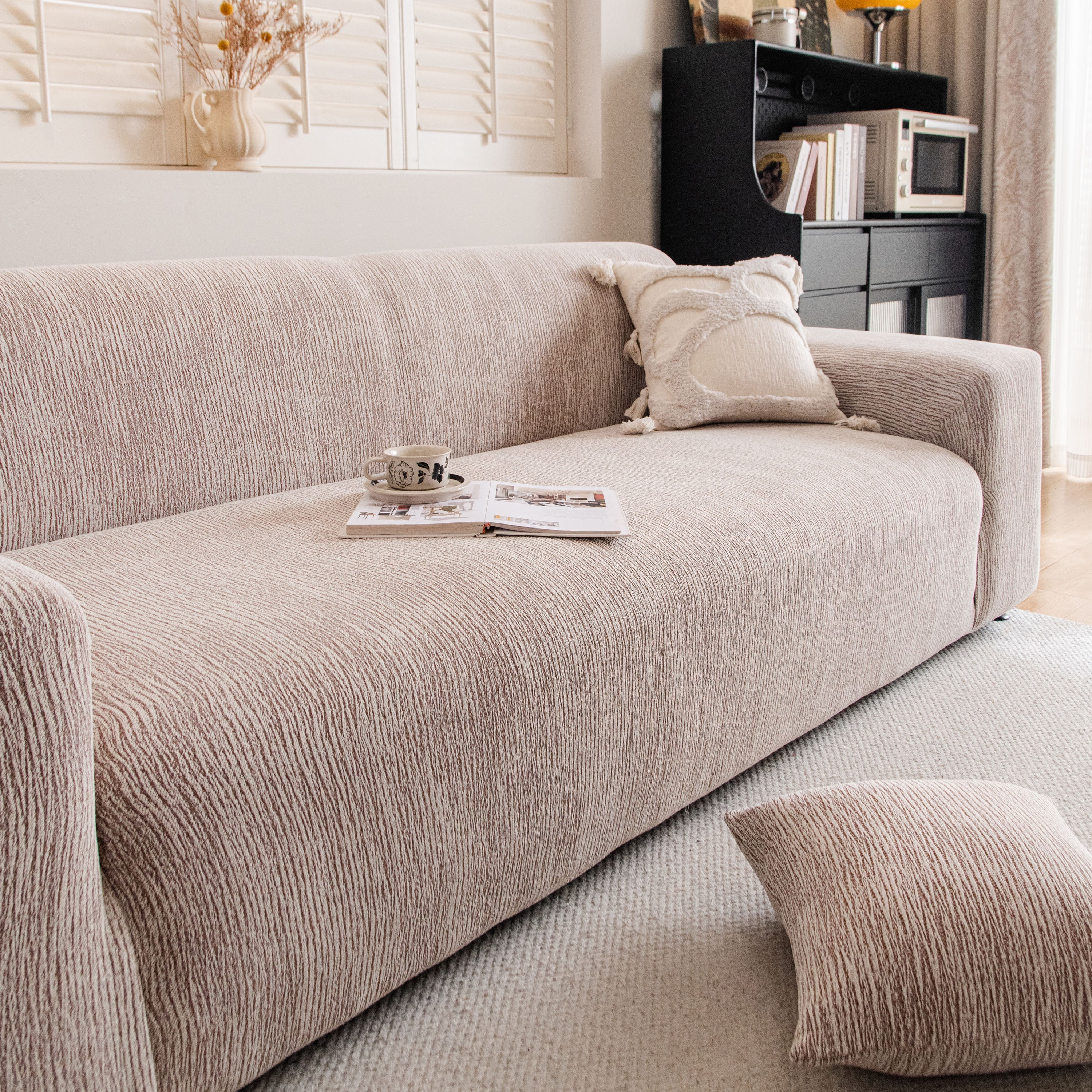 Spandex Jacquard Sofa Cover, High Stretch Crinkle Textured Couch Slipcover Kas Washable