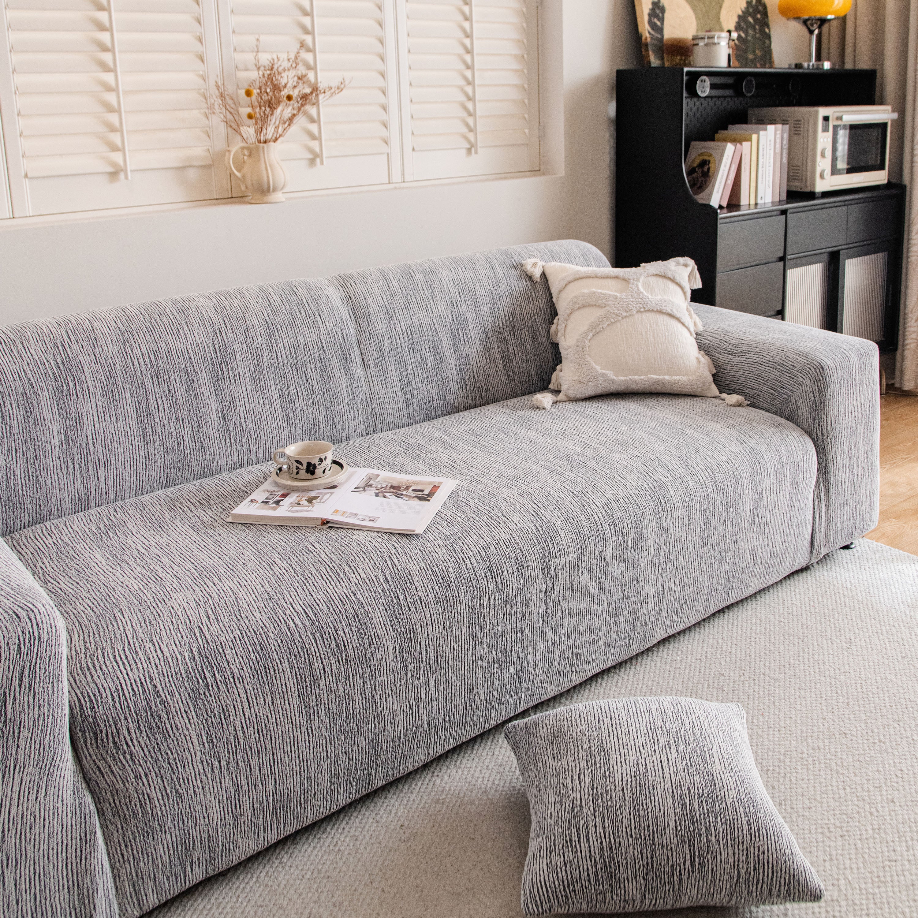 Spandex Jacquard Sofa Cover, High Stretch Crinkle Textured Couch Slipcover Kas Washable