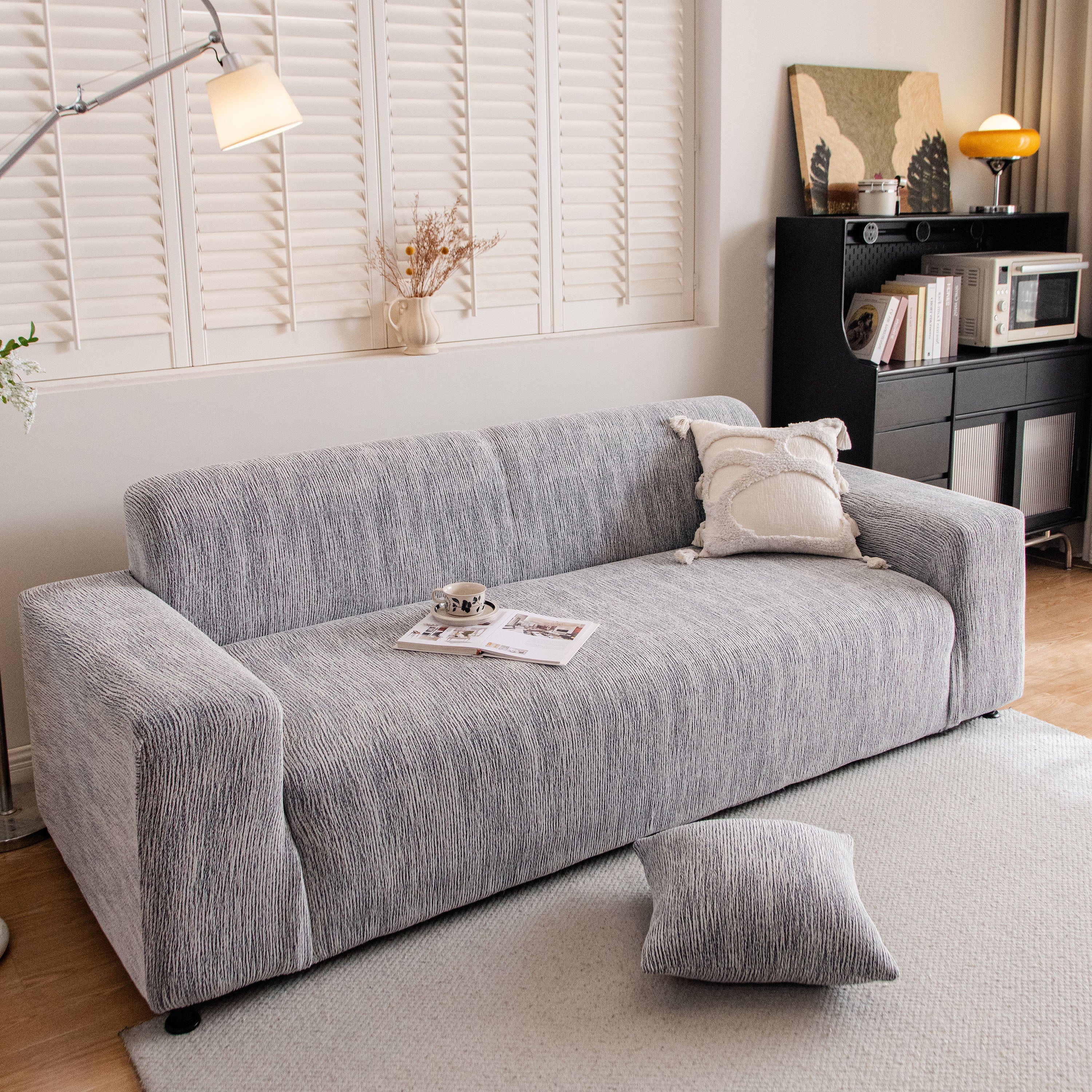 Spandex Jacquard Sofa Cover, High Stretch Crinkle Textured Couch Slipcover Kas Washable