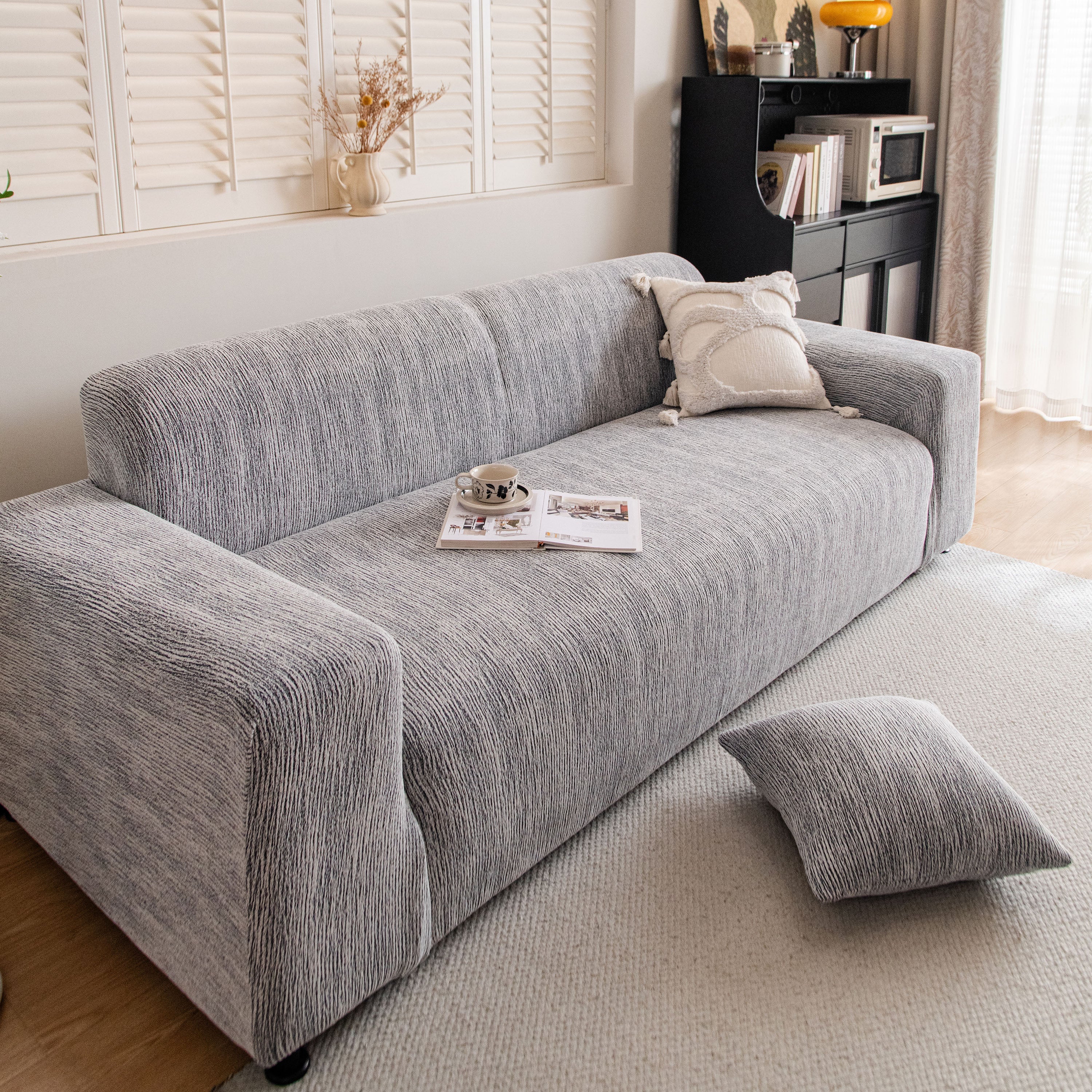Spandex Jacquard Sofa Cover, High Stretch Crinkle Textured Couch Slipcover Kas Washable
