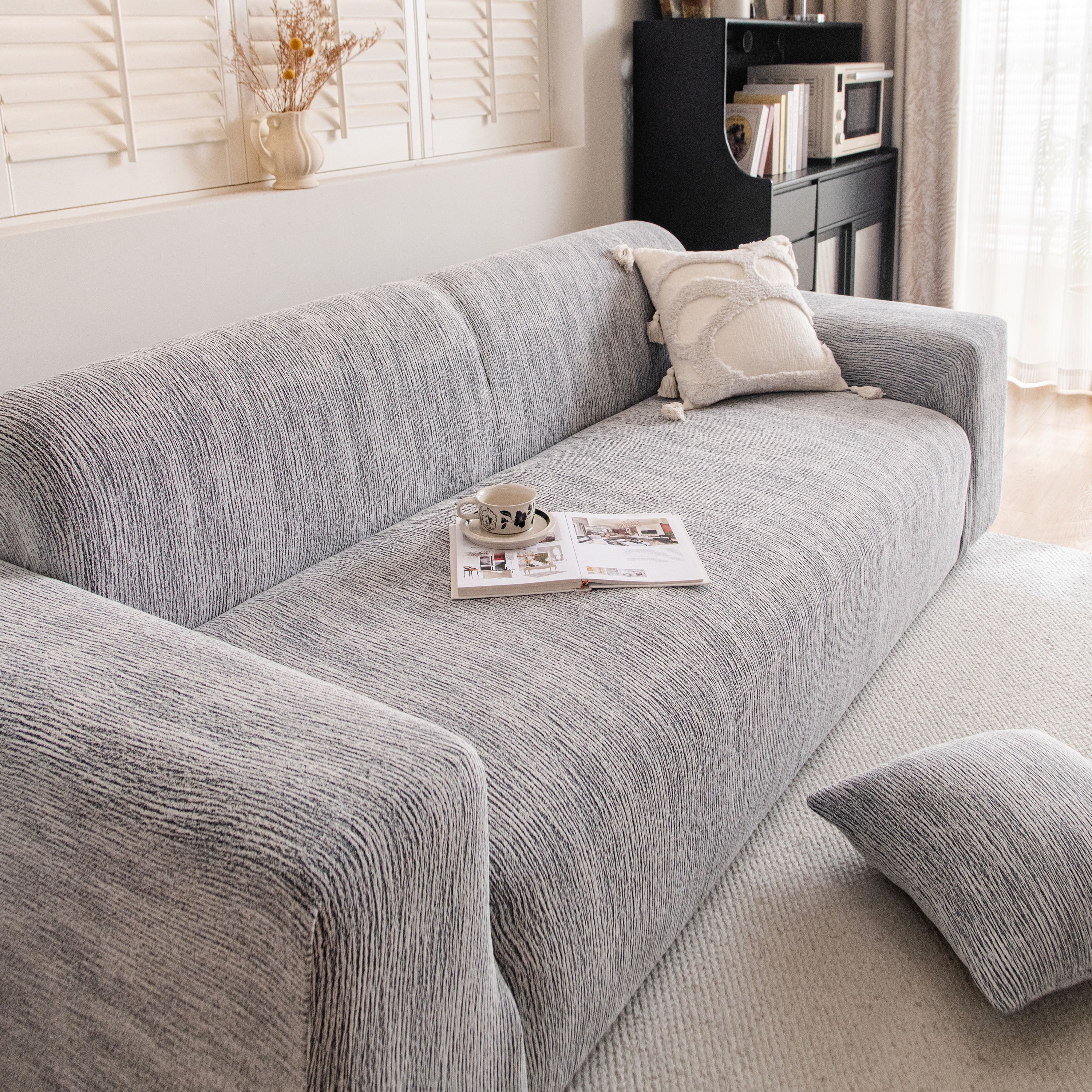 Spandex Jacquard Sofa Cover, High Stretch Crinkle Textured Couch Slipcover Kas Washable