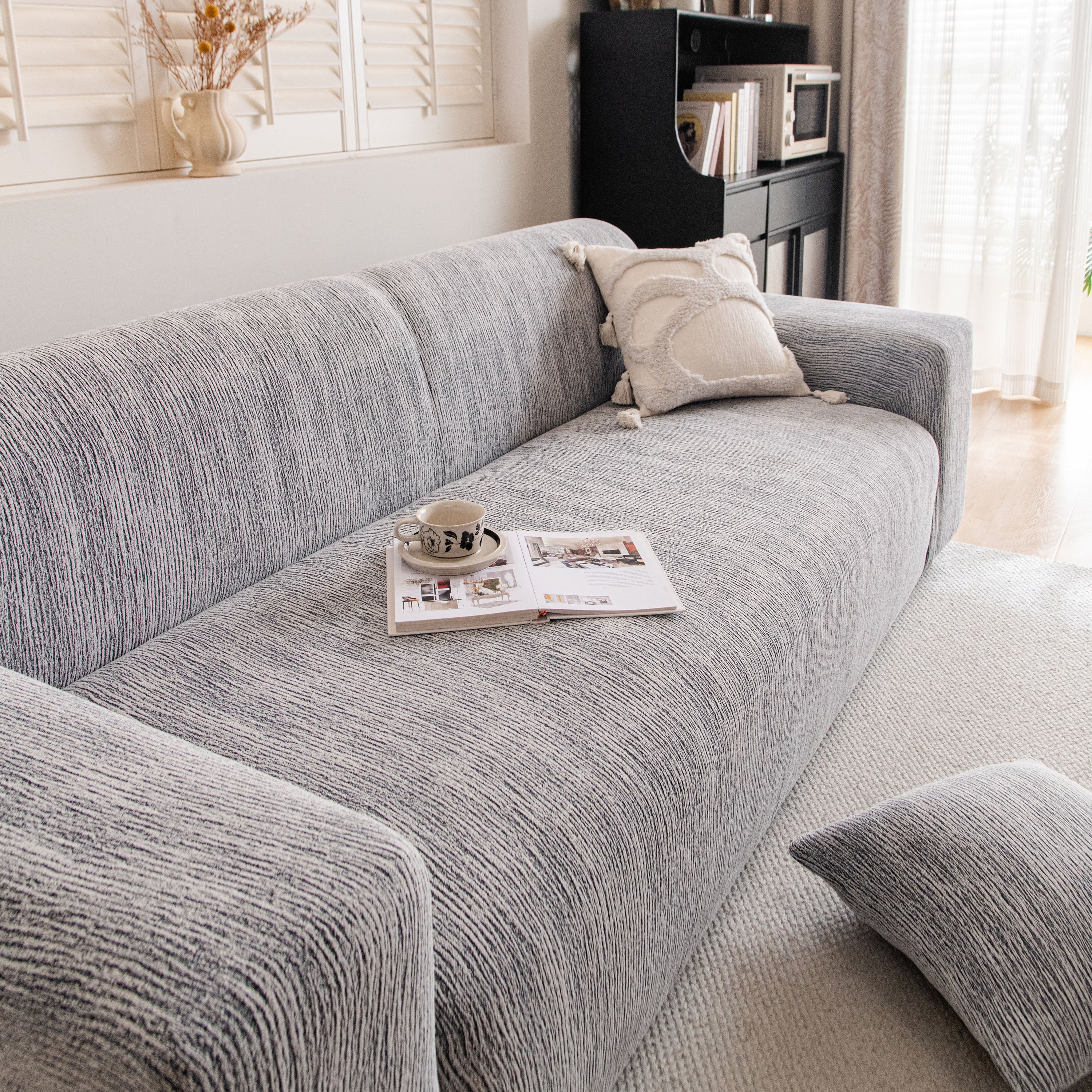 Spandex Jacquard Sofa Cover, High Stretch Crinkle Textured Couch Slipcover Kas Washable