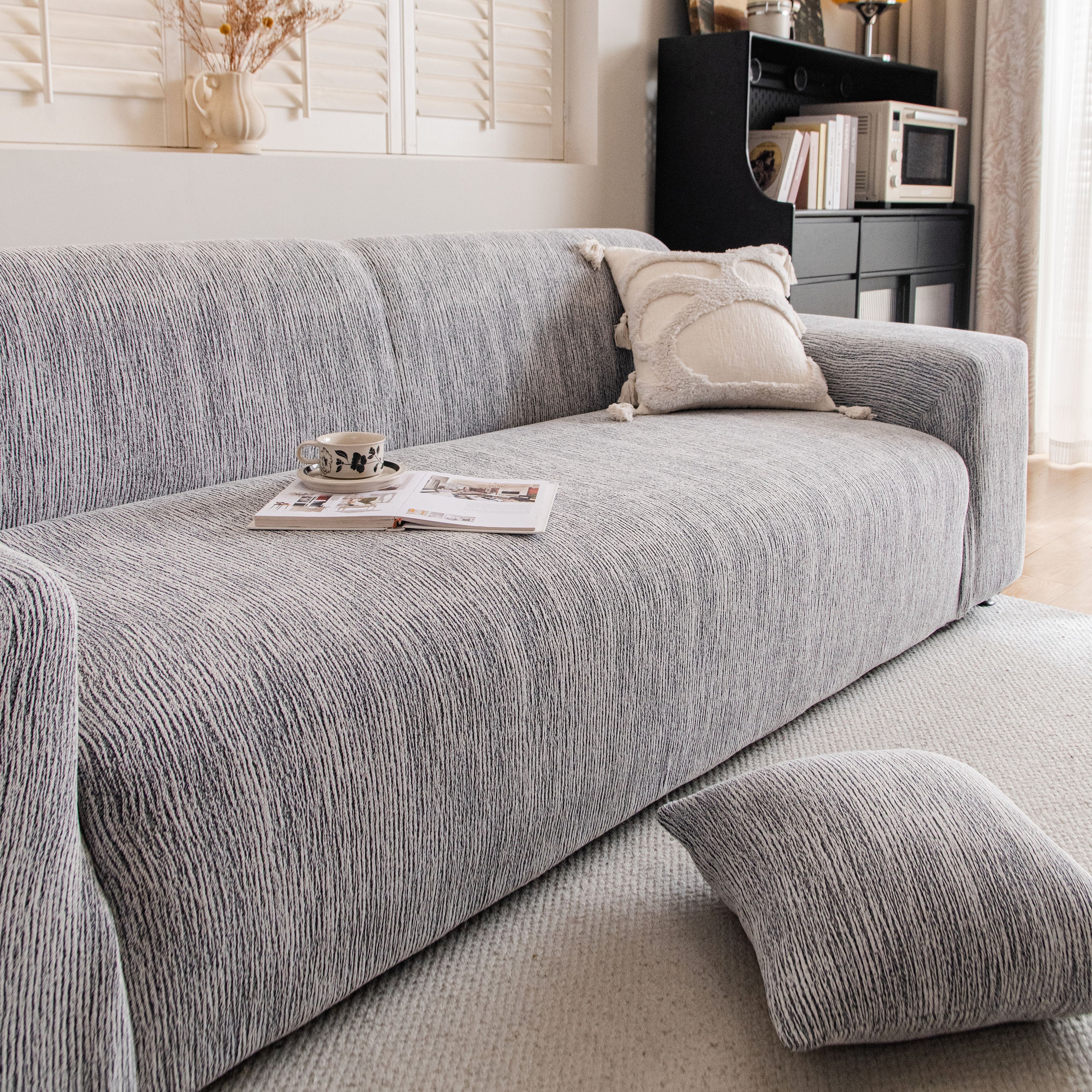 Spandex Jacquard Sofa Cover, High Stretch Crinkle Textured Couch Slipcover Kas Washable