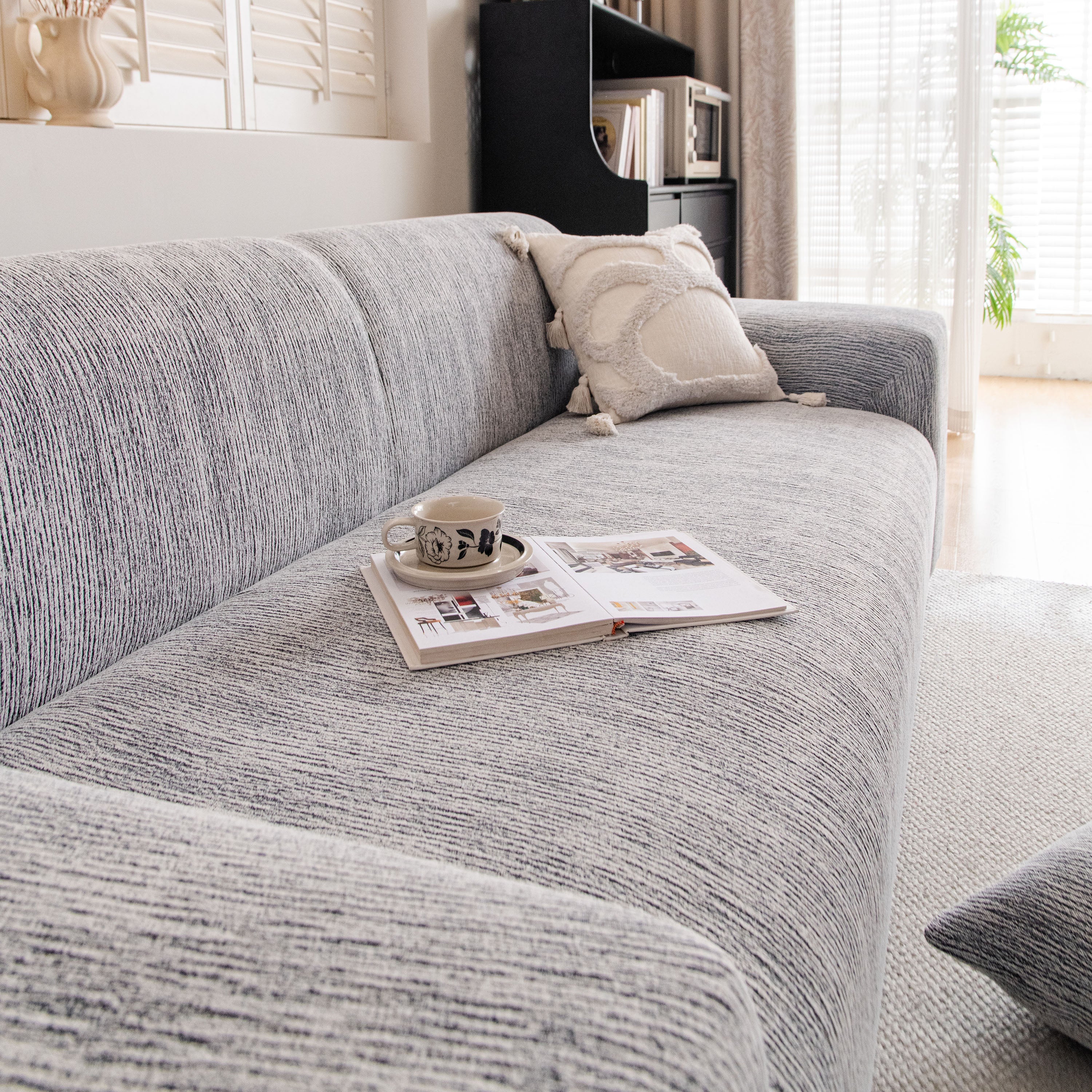 Spandex Jacquard Sofa Cover, High Stretch Crinkle Textured Couch Slipcover Kas Washable