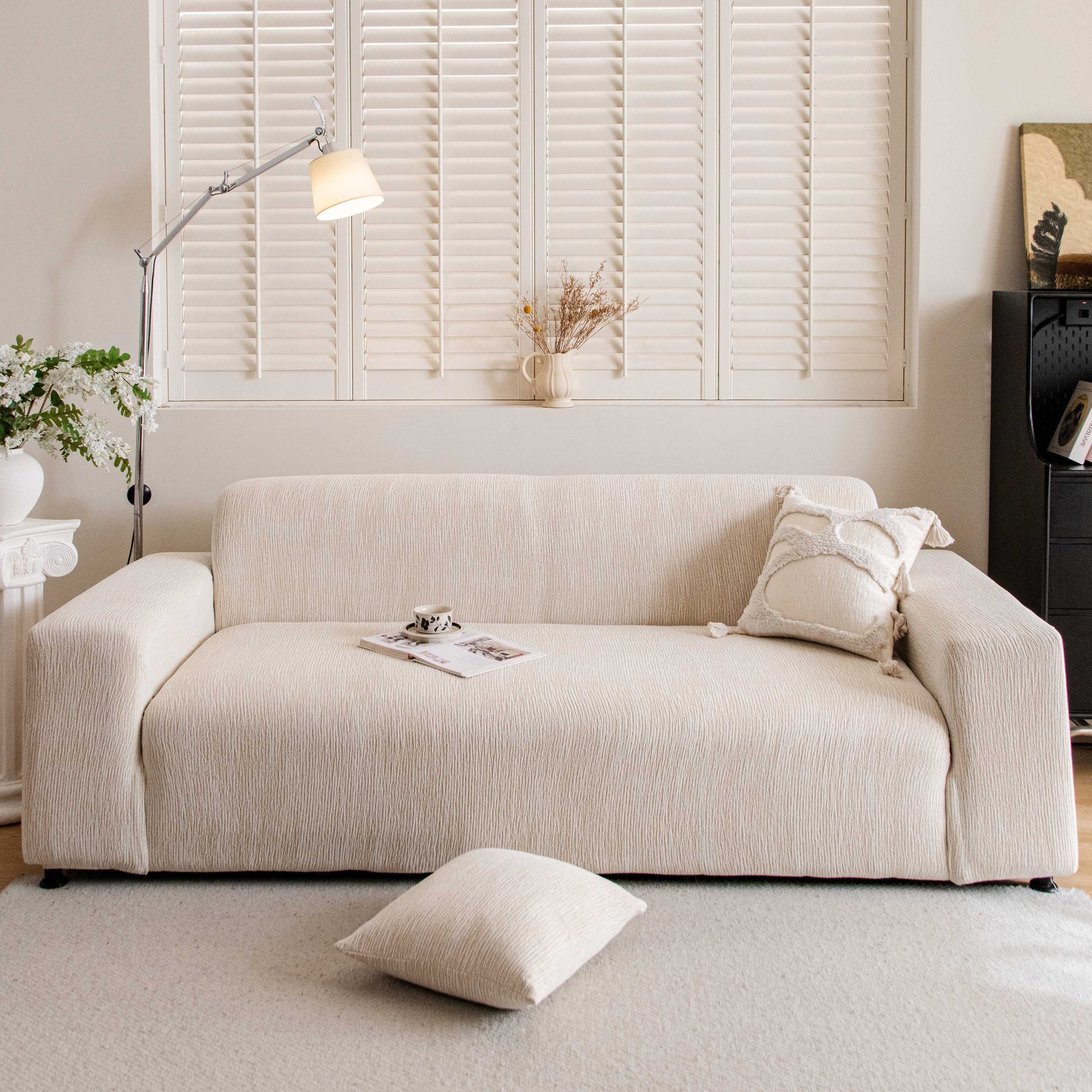 Spandex Jacquard Sofa Cover, High Stretch Crinkle Textured Couch Slipcover Kas Washable