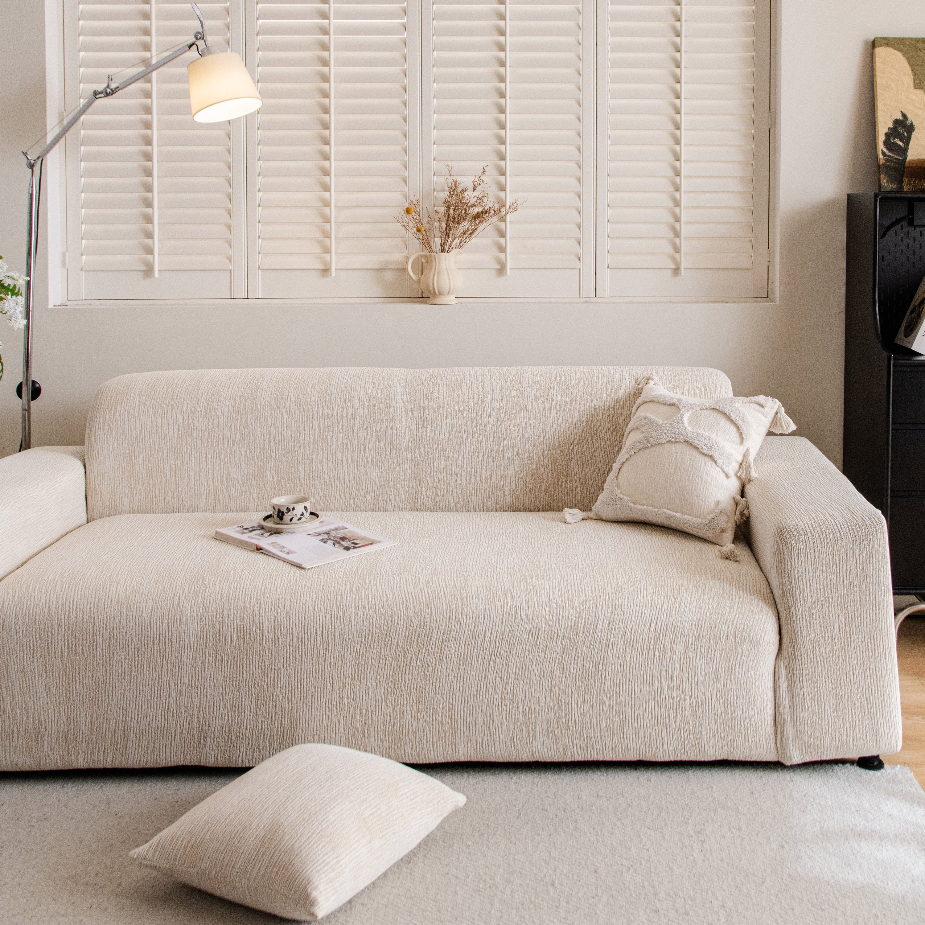 Spandex Jacquard Sofa Cover, High Stretch Crinkle Textured Couch Slipcover Kas Washable