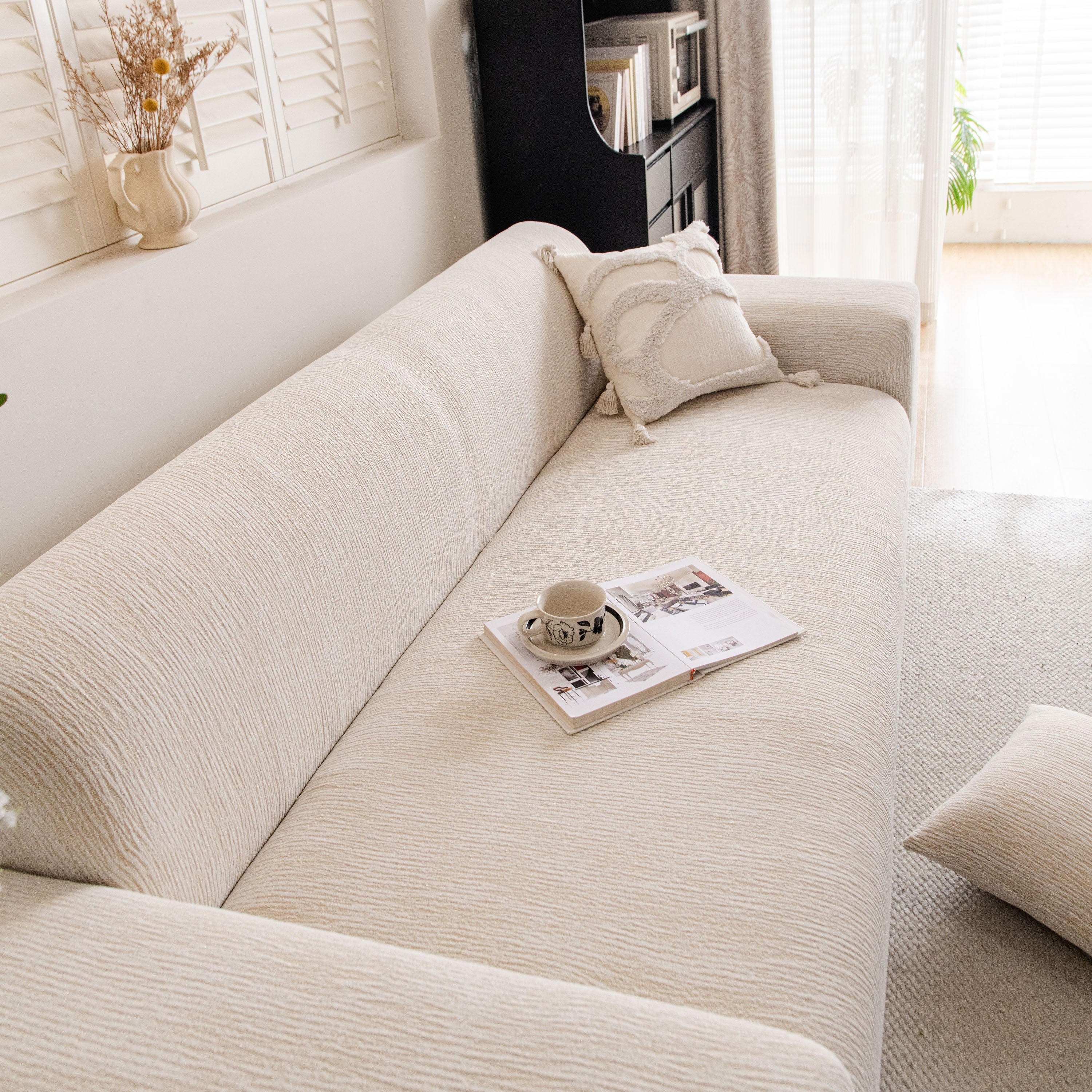 Spandex Jacquard Sofa Cover, High Stretch Crinkle Textured Couch Slipcover Kas Washable