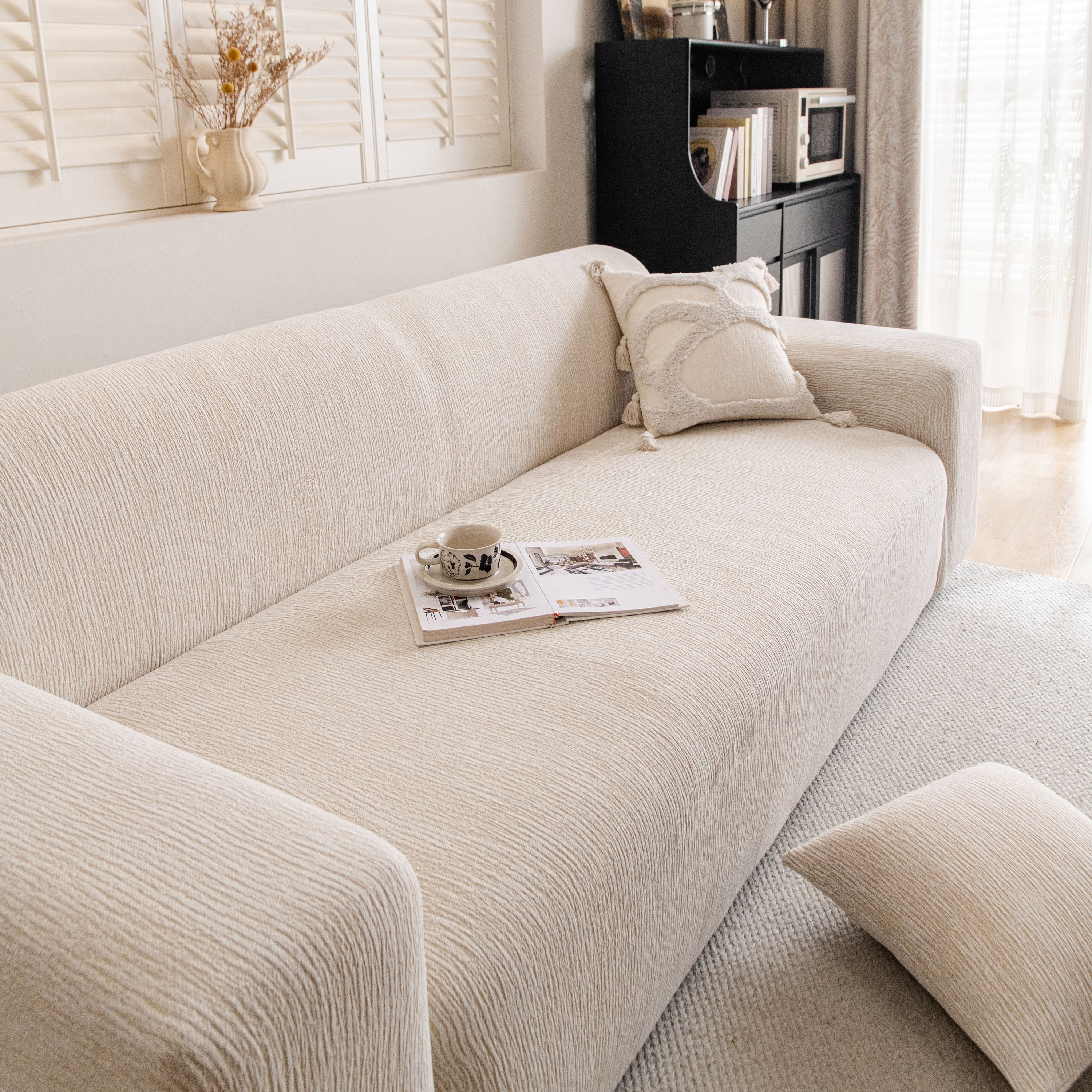 Spandex Jacquard Sofa Cover, High Stretch Crinkle Textured Couch Slipcover Kas Washable
