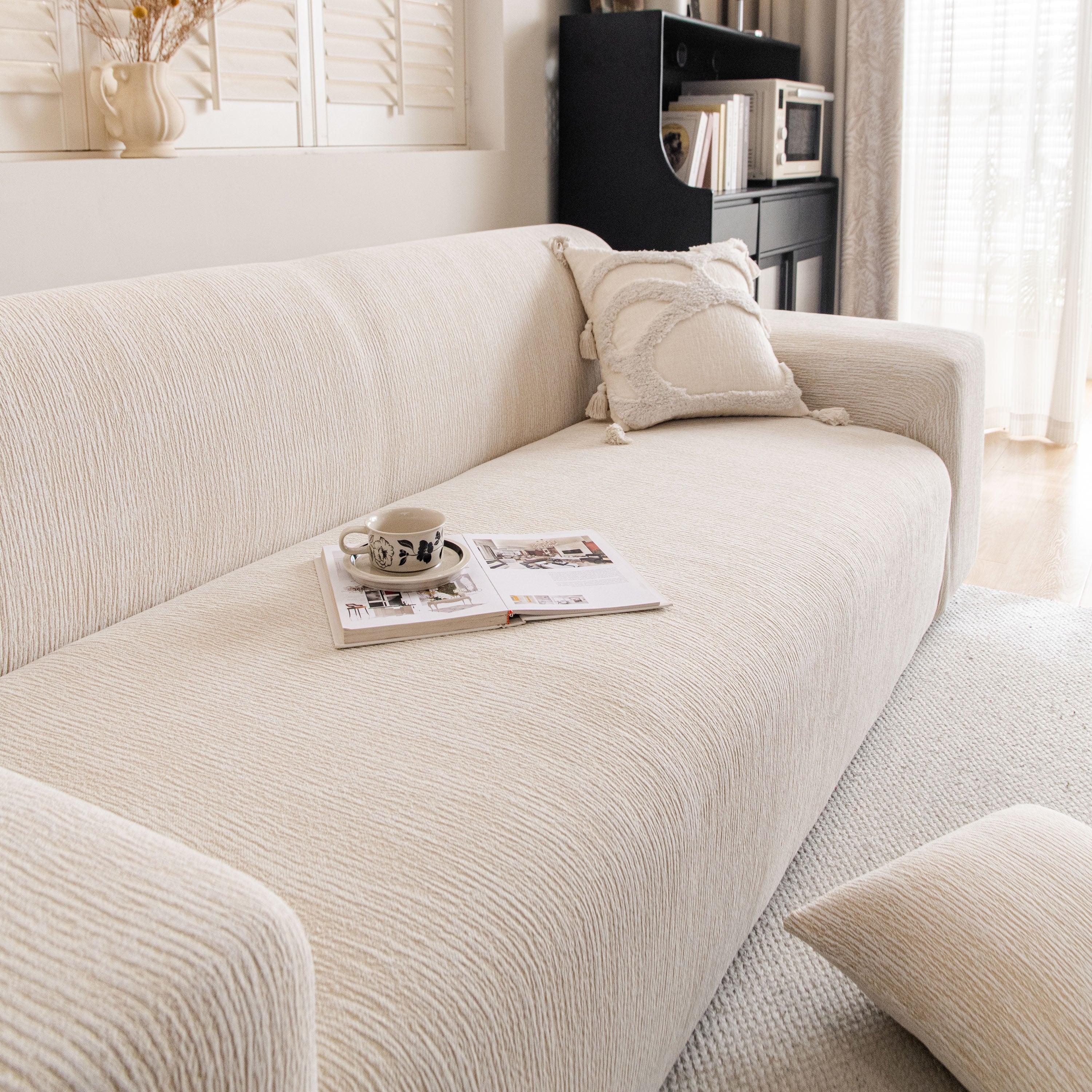 Spandex Jacquard Sofa Cover, High Stretch Crinkle Textured Couch Slipcover Kas Washable