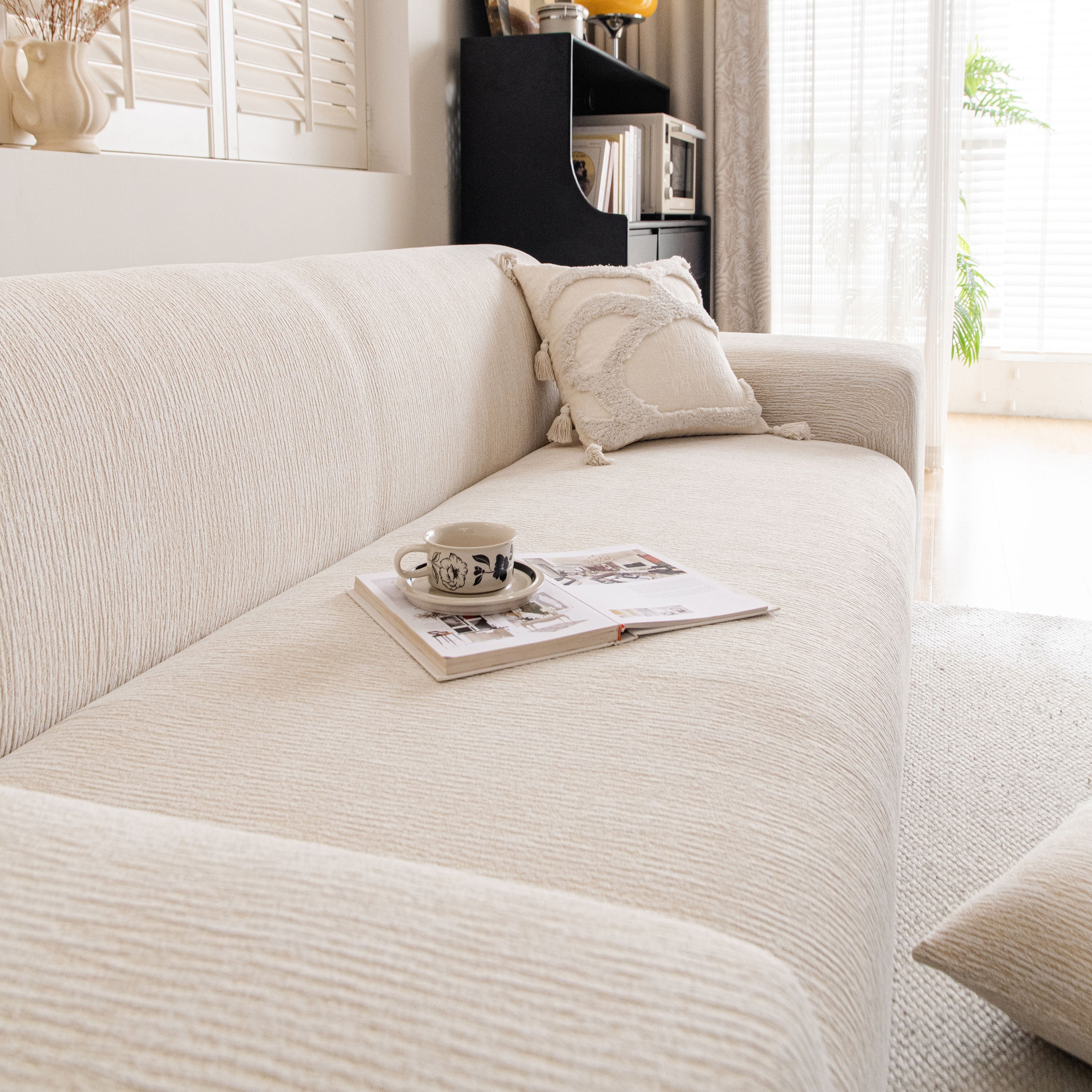 Spandex Jacquard Sofa Cover, High Stretch Crinkle Textured Couch Slipcover Kas Washable