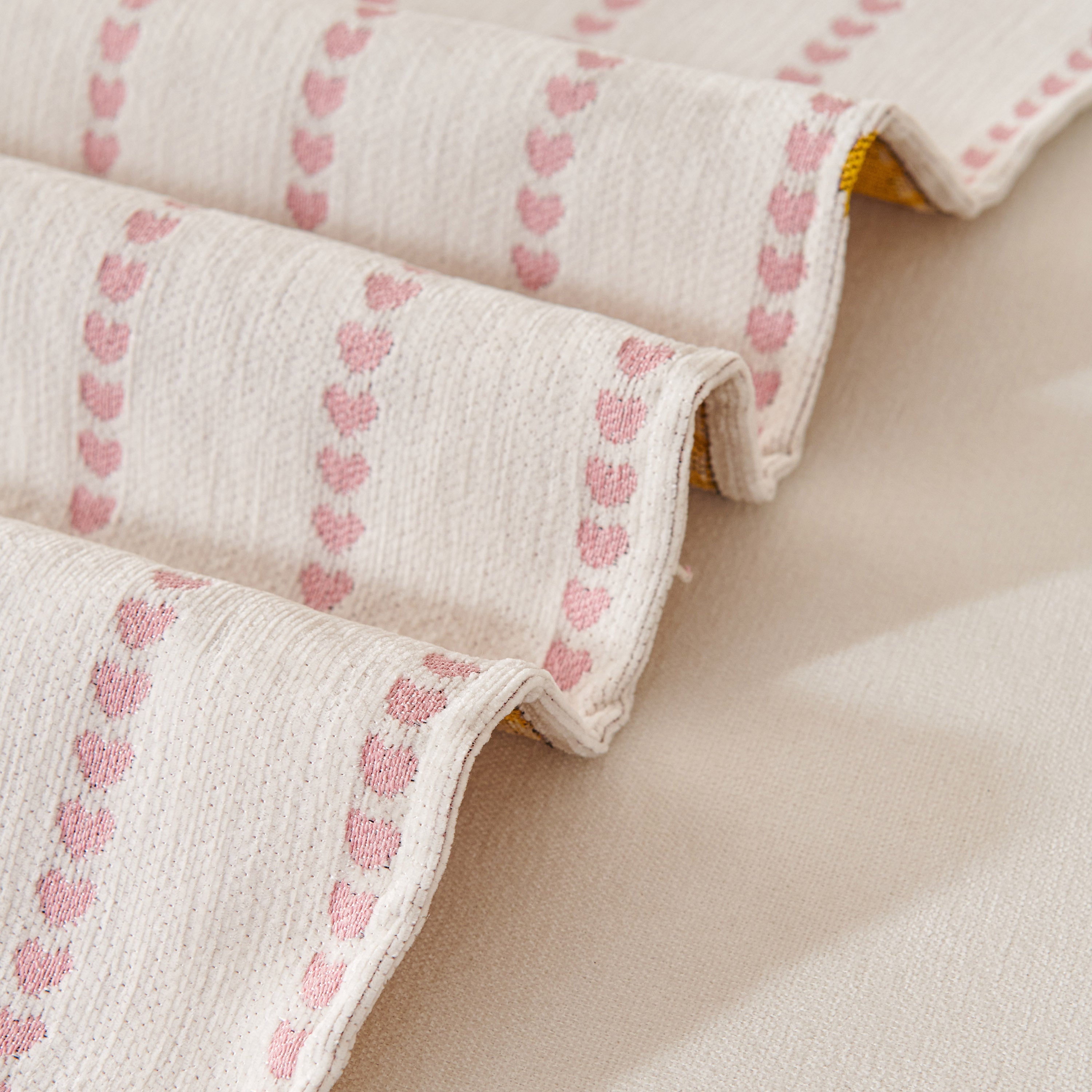 Cute Dotted Stripe Couch Protector, Non-slip Washable Sofa Cover With Ruffled Skirt