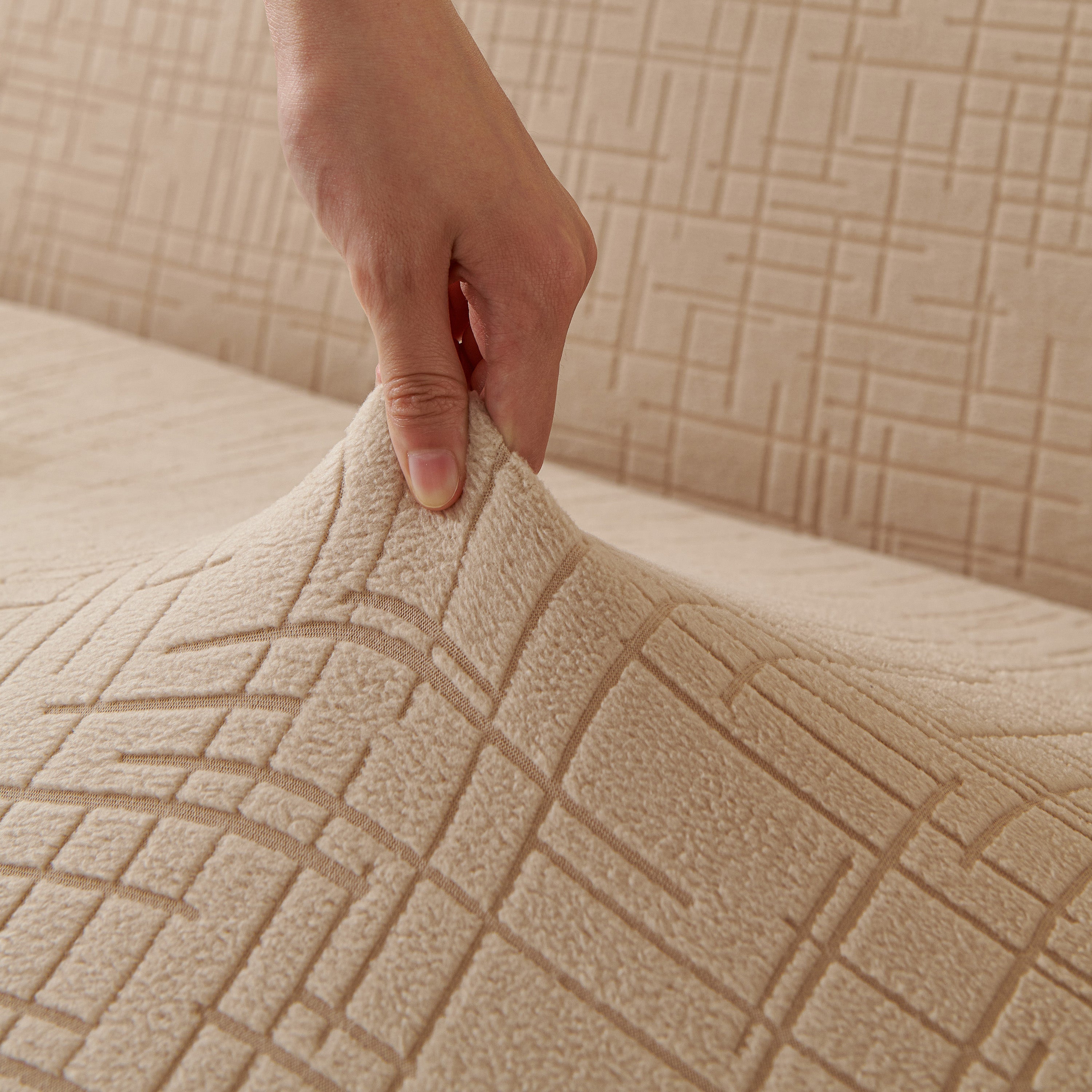 Embossed Lines Couch Covers Stretchable Non-slip & Washable Sofa Slipcovers