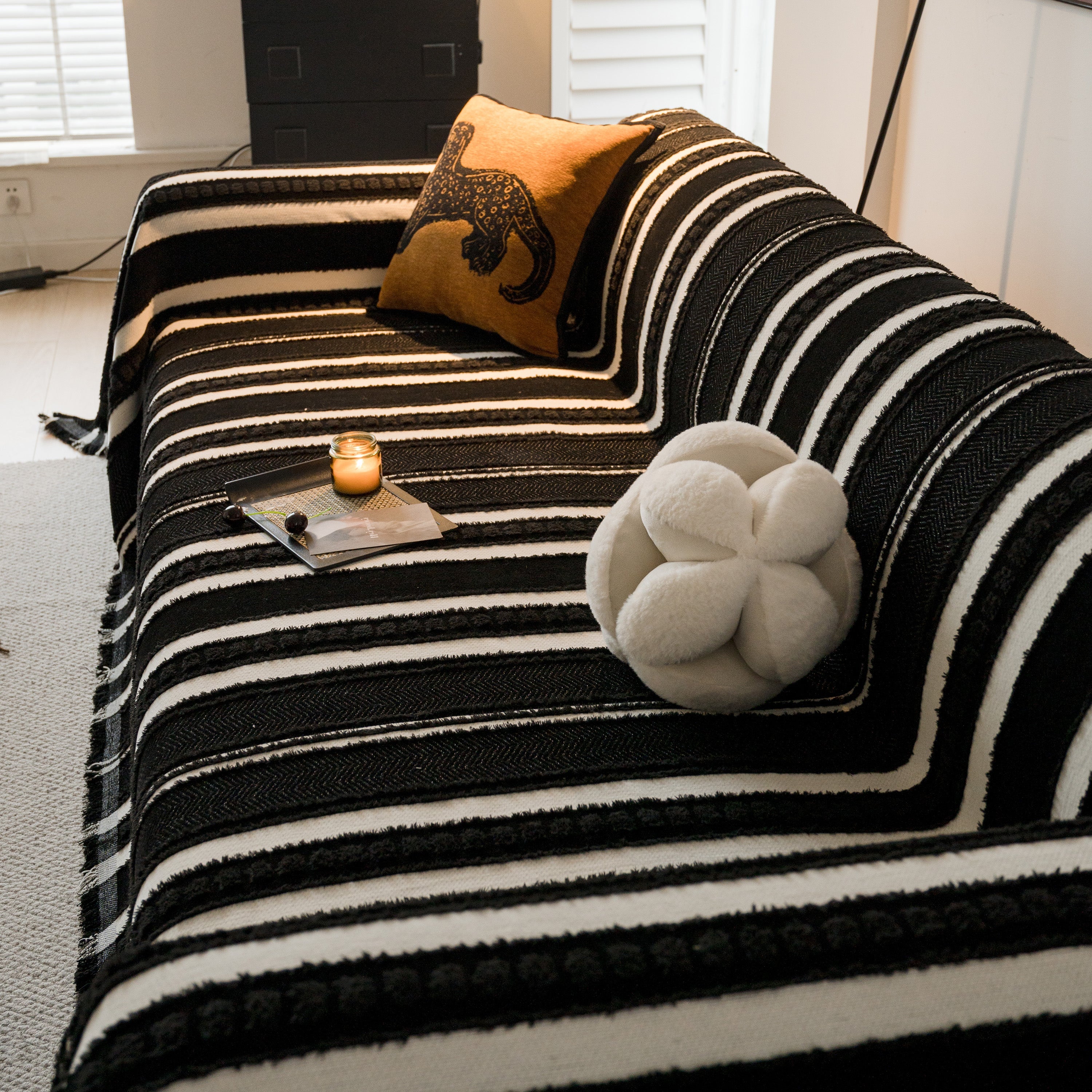 Bohemian Striped Sofa Cover, Decor Woven Throw For Couch, Loveseat, Or Sectional