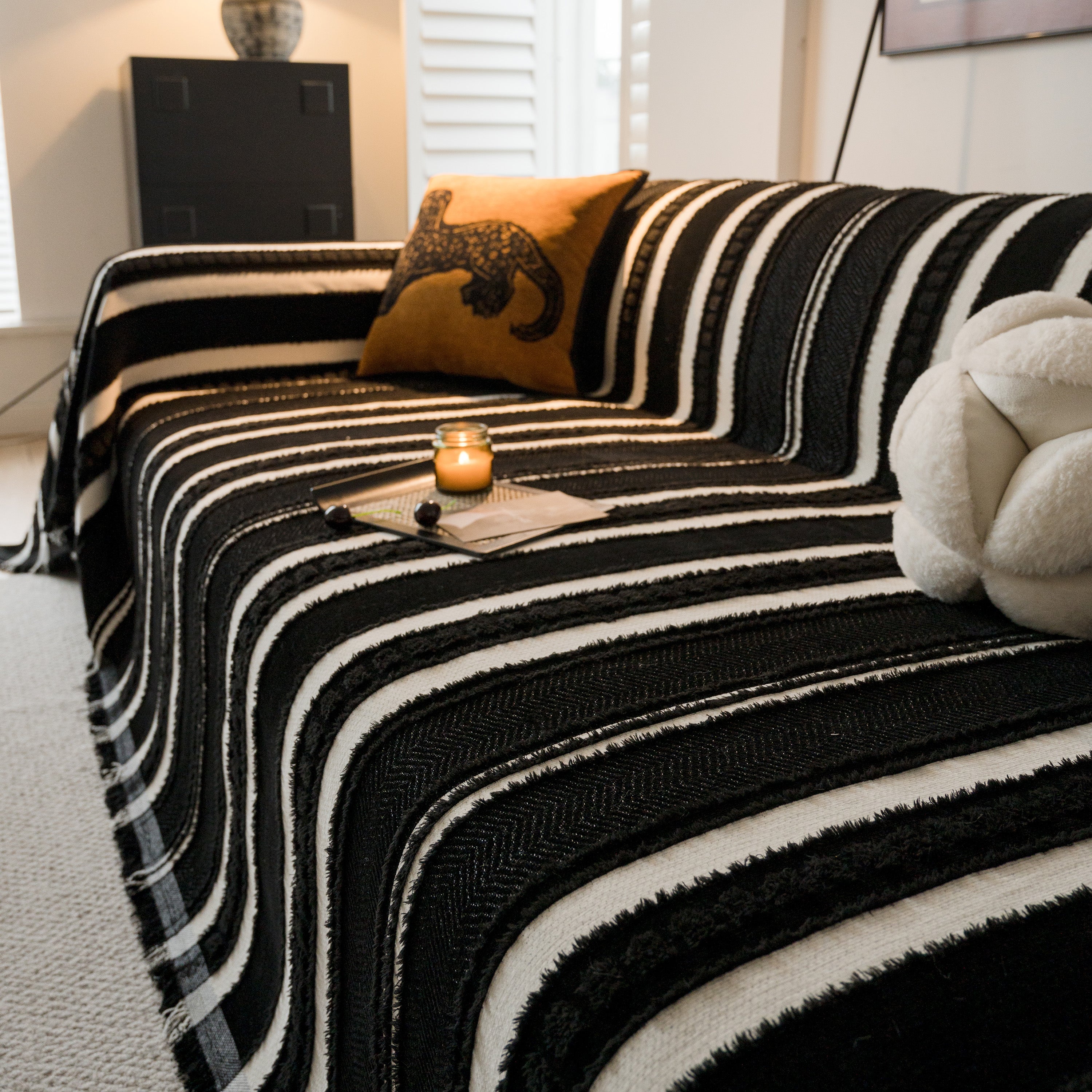 Bohemian Striped Sofa Cover, Decor Woven Throw For Couch, Loveseat, Or Sectional