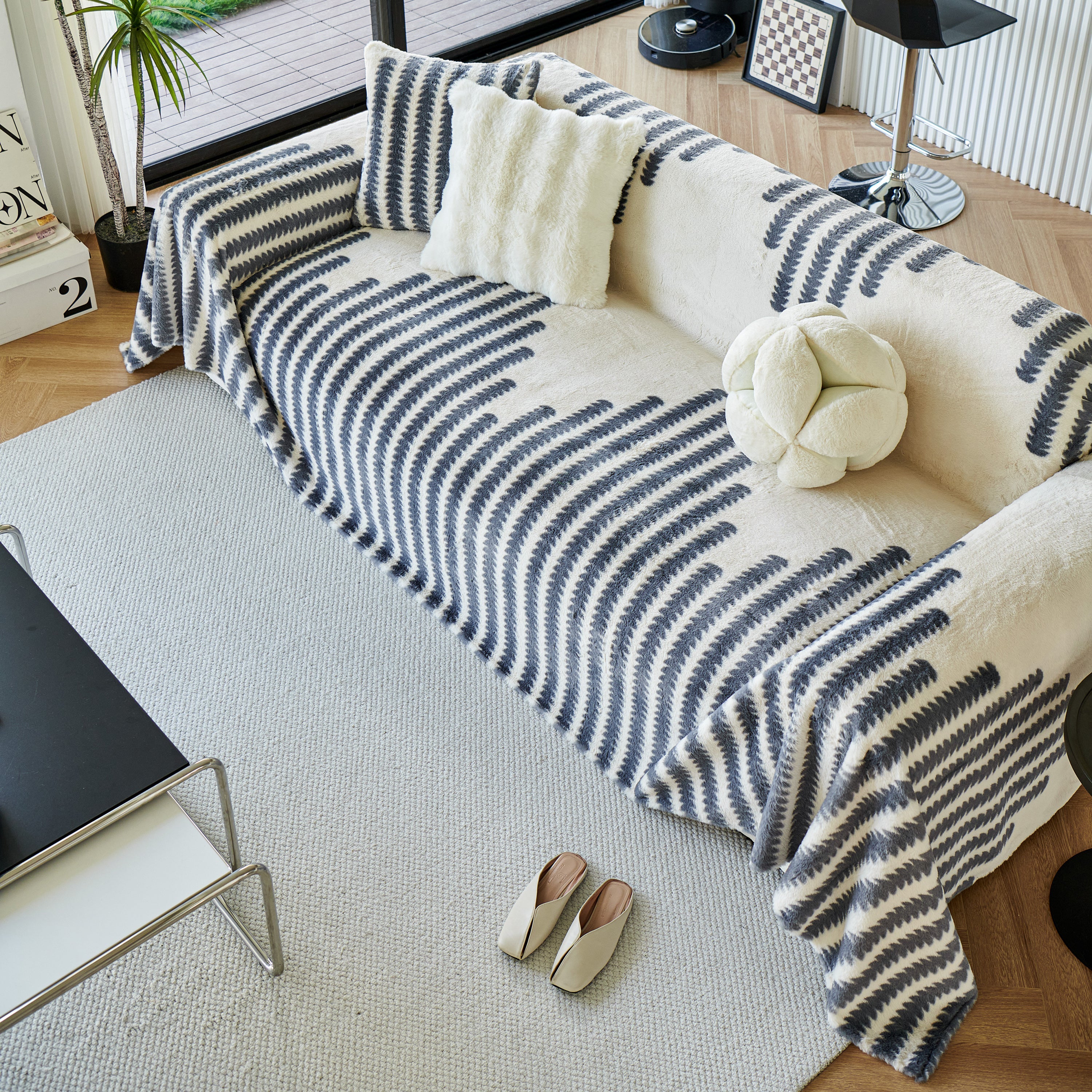 Warm Faux Fur Luxury Sofa Throw Blankets, Soft Cozy Thick Plush Shaggy Blankets For Couch Chair Bed