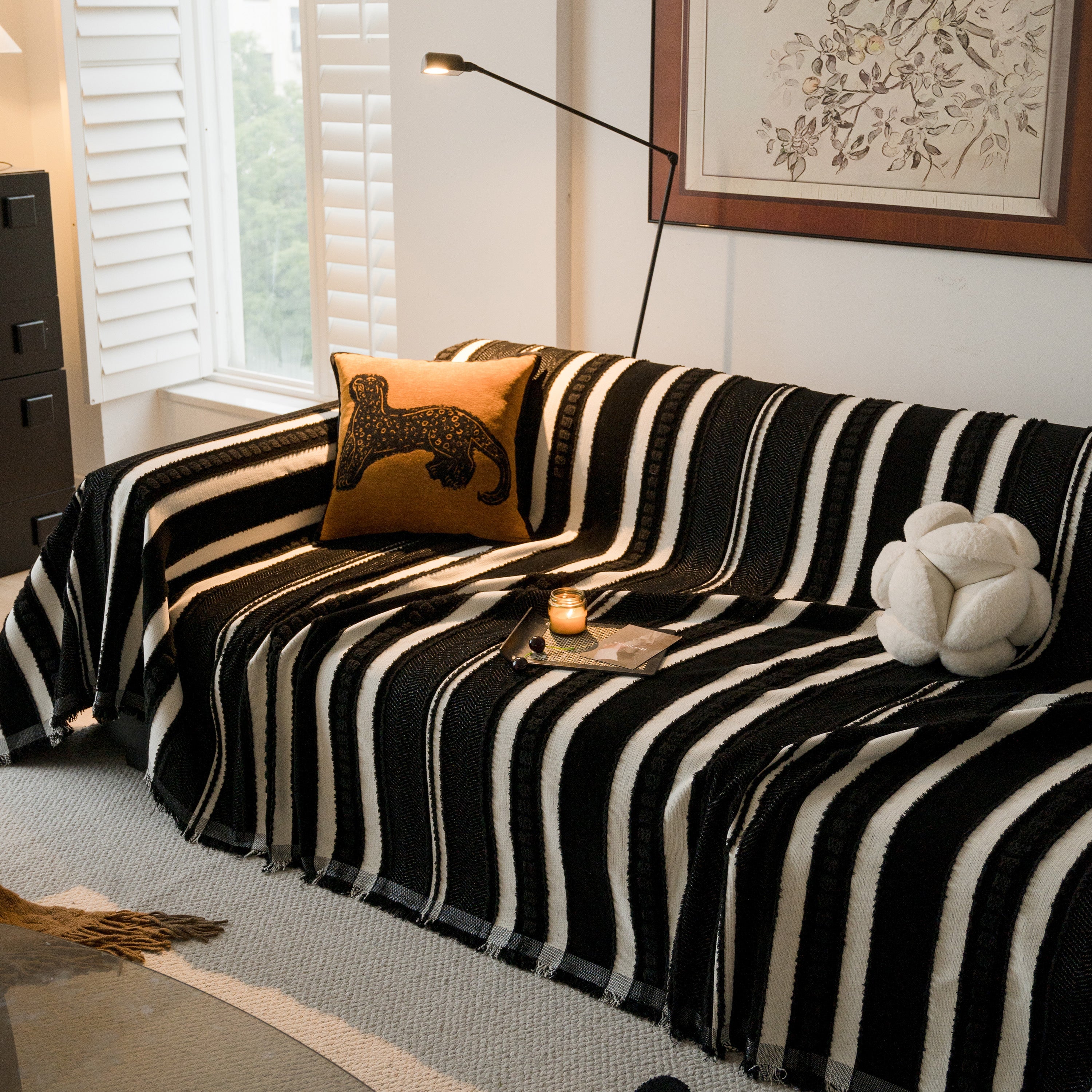 Bohemian Striped Sofa Cover, Decor Woven Throw For Couch, Loveseat, Or Sectional