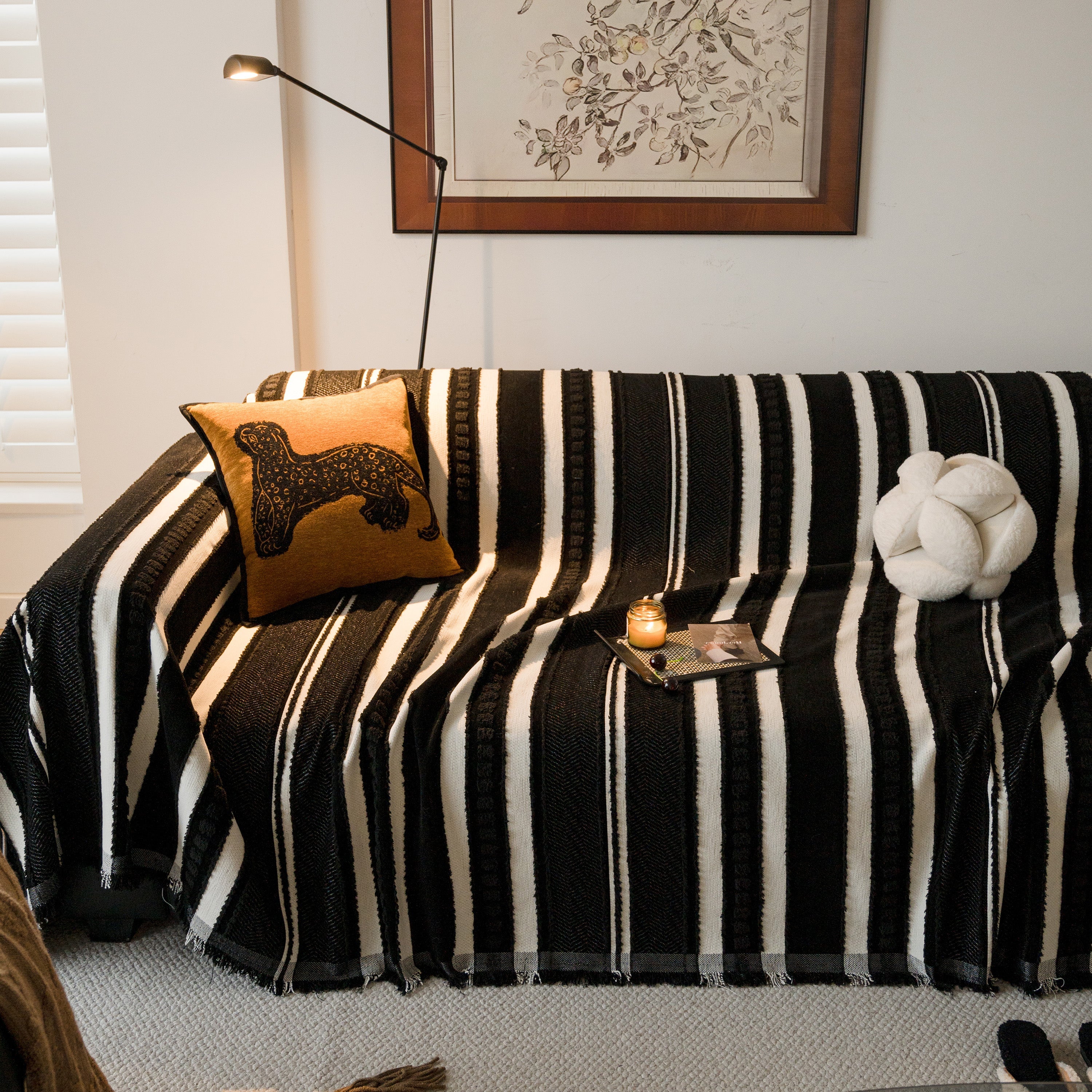 Bohemian Striped Sofa Cover, Decor Woven Throw For Couch, Loveseat, Or Sectional
