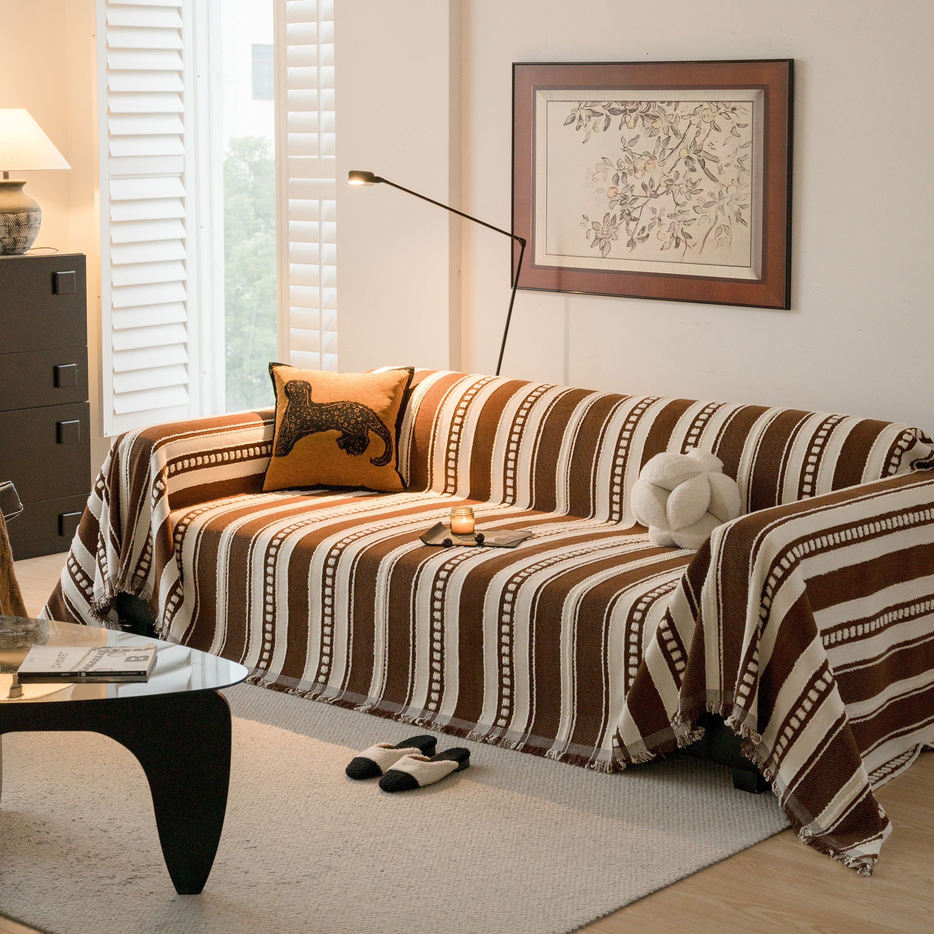 Bohemian Striped Sofa Cover, Decor Woven Throw For Couch, Loveseat, Or Sectional