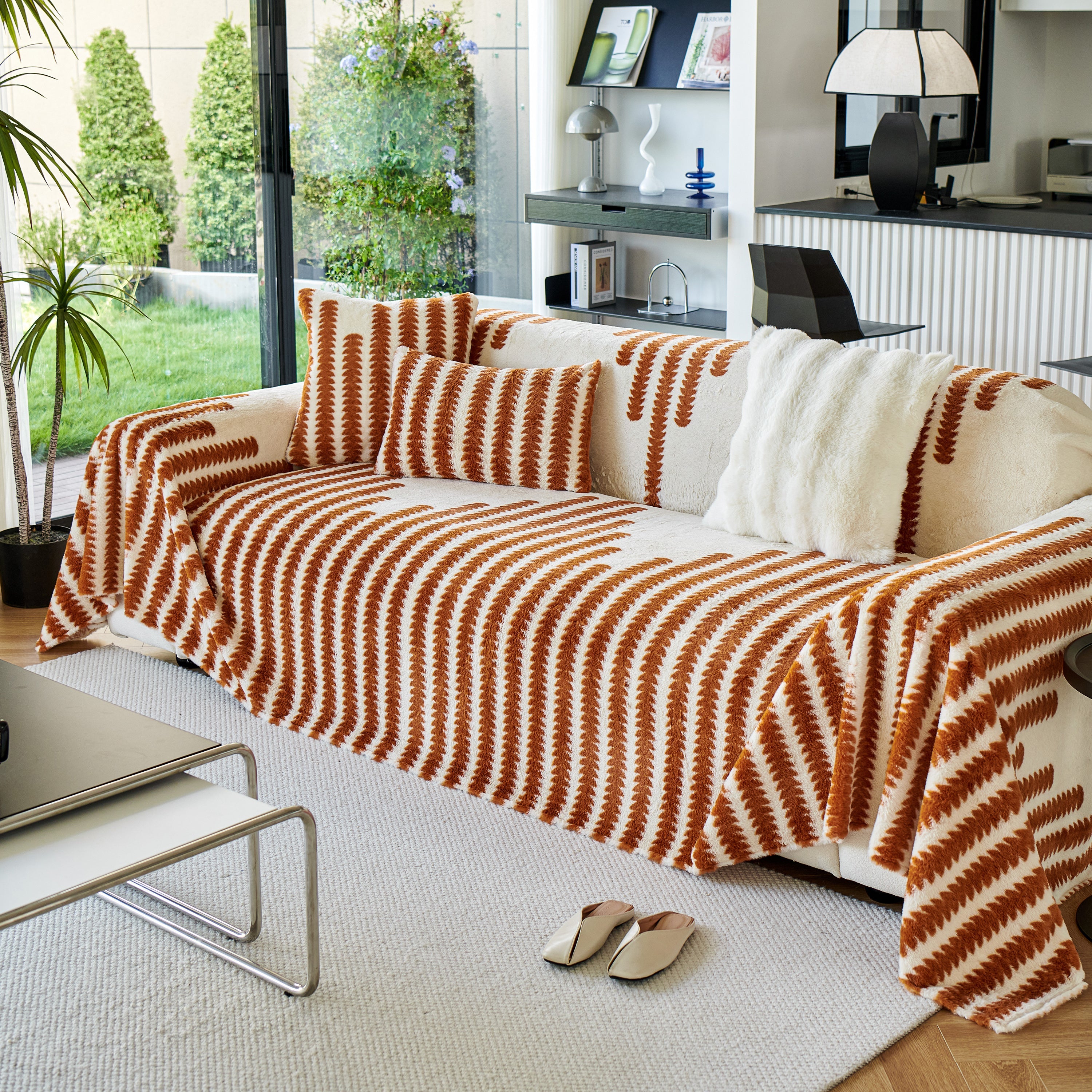 Warm Faux Fur Luxury Sofa Throw Blankets, Soft Cozy Thick Plush Shaggy Blankets For Couch Chair Bed