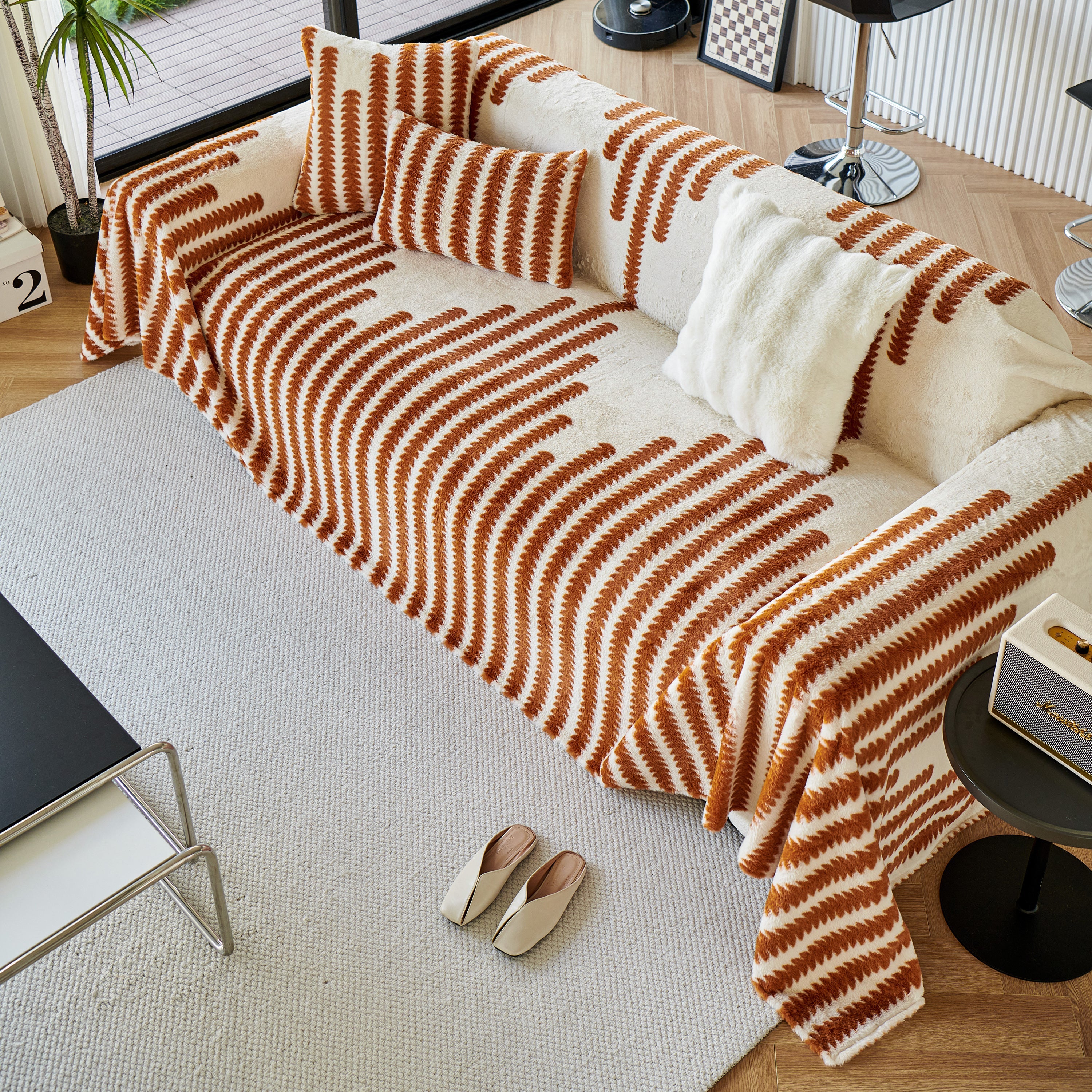 Warm Faux Fur Luxury Sofa Throw Blankets, Soft Cozy Thick Plush Shaggy Blankets For Couch Chair Bed