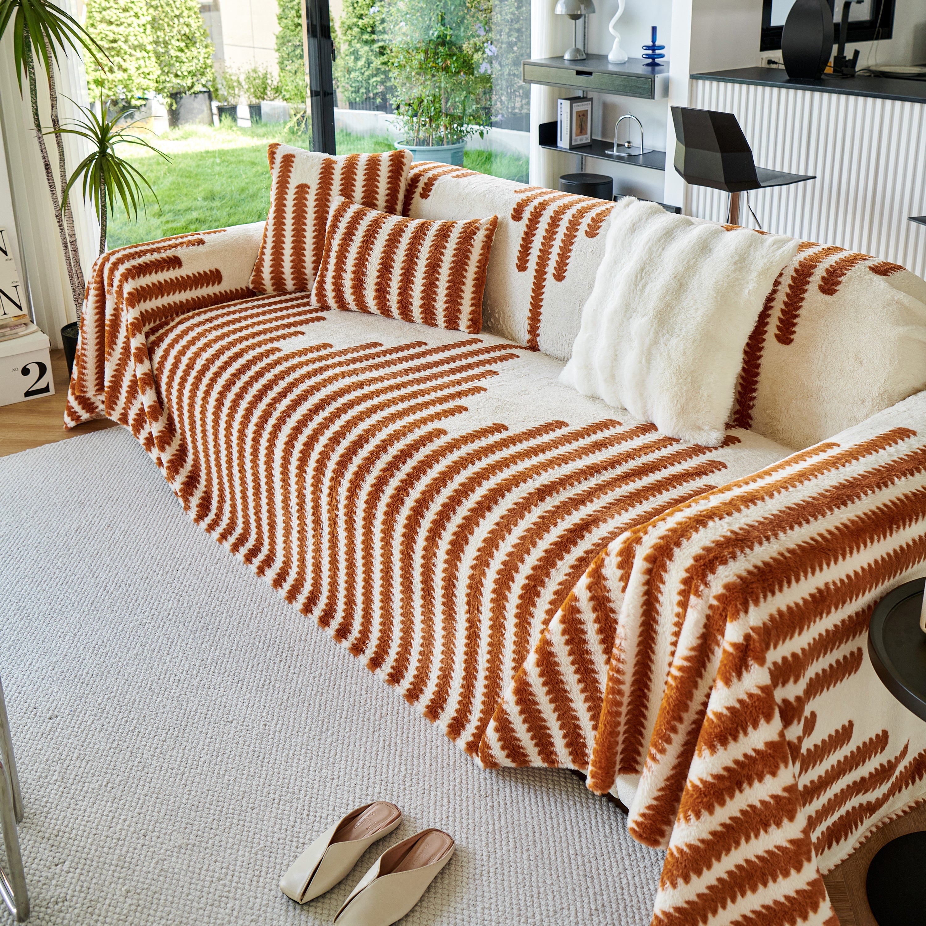 Warm Faux Fur Luxury Sofa Throw Blankets, Soft Cozy Thick Plush Shaggy Blankets For Couch Chair Bed