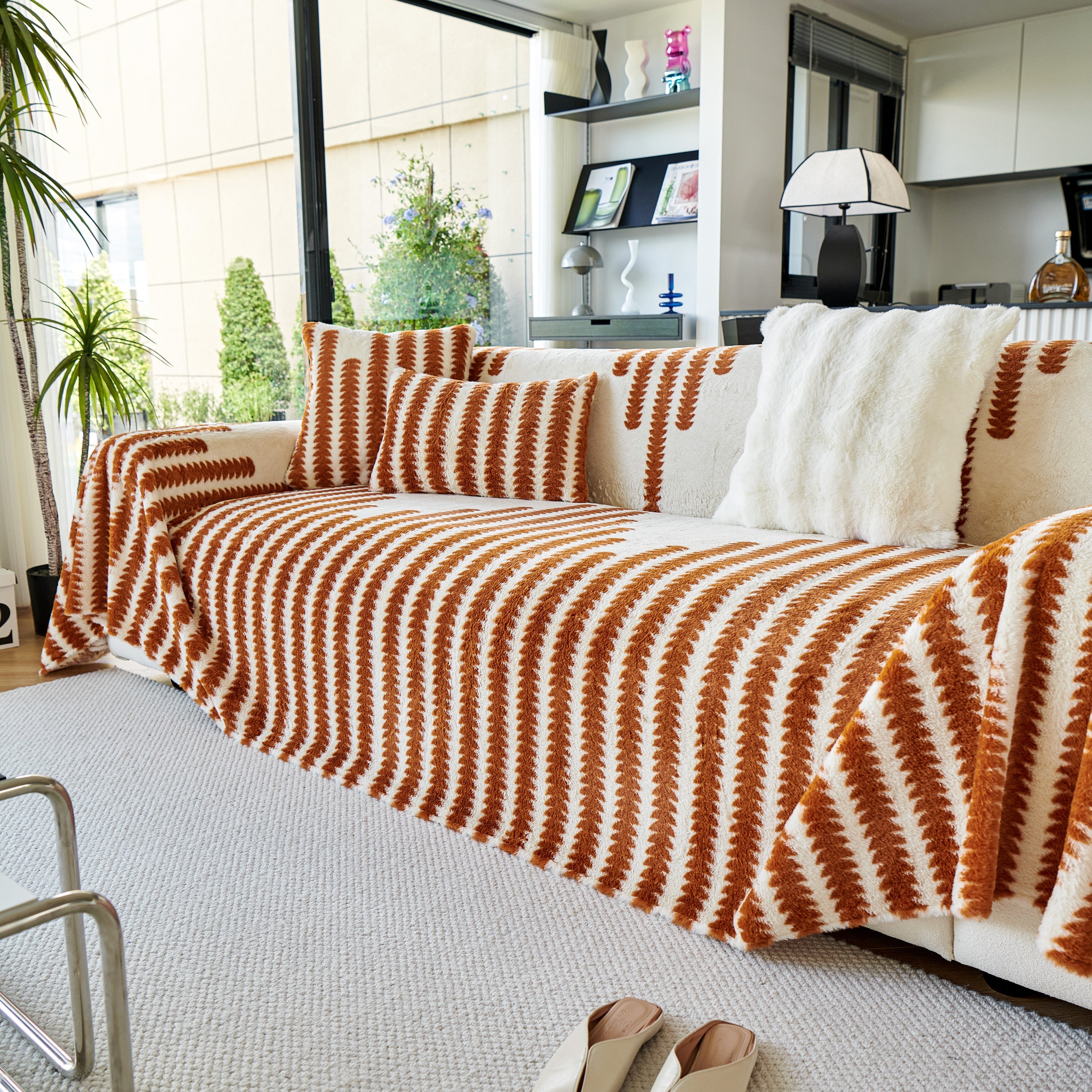 Warm Faux Fur Luxury Sofa Throw Blankets, Soft Cozy Thick Plush Shaggy Blankets For Couch Chair Bed